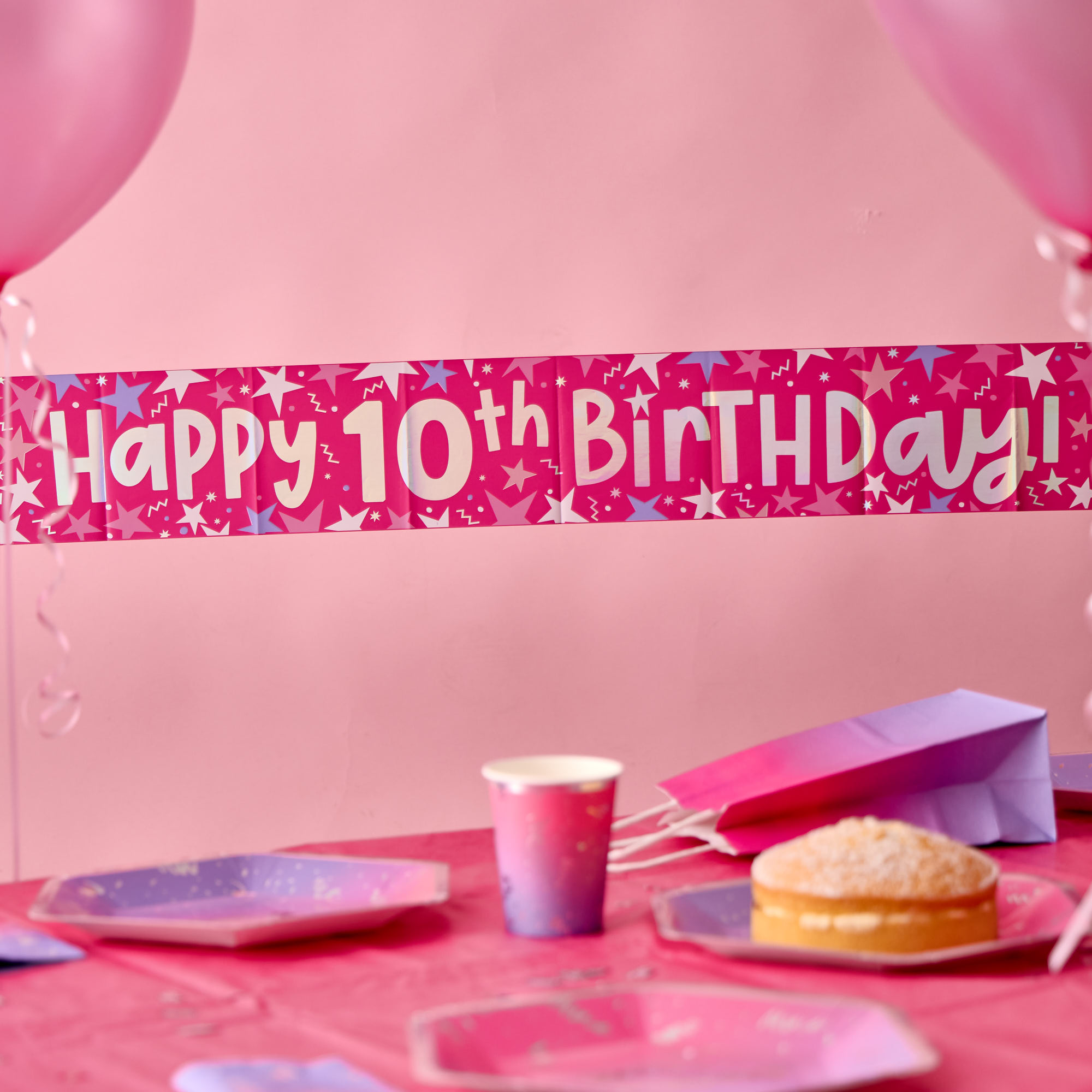 Happy 10th Birthday Banner - Pink