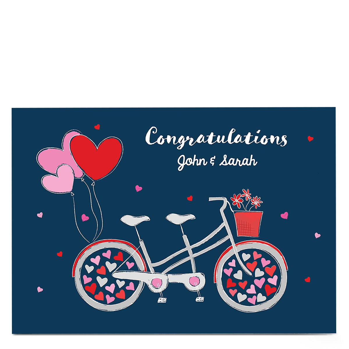 Personalised Congratulations Card - Love Heart Bicycle