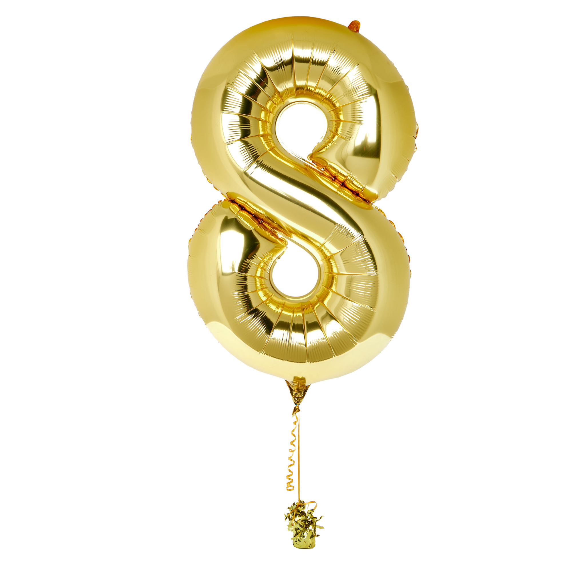 Large Gold Number 8 Inflated Balloon Arrangement 