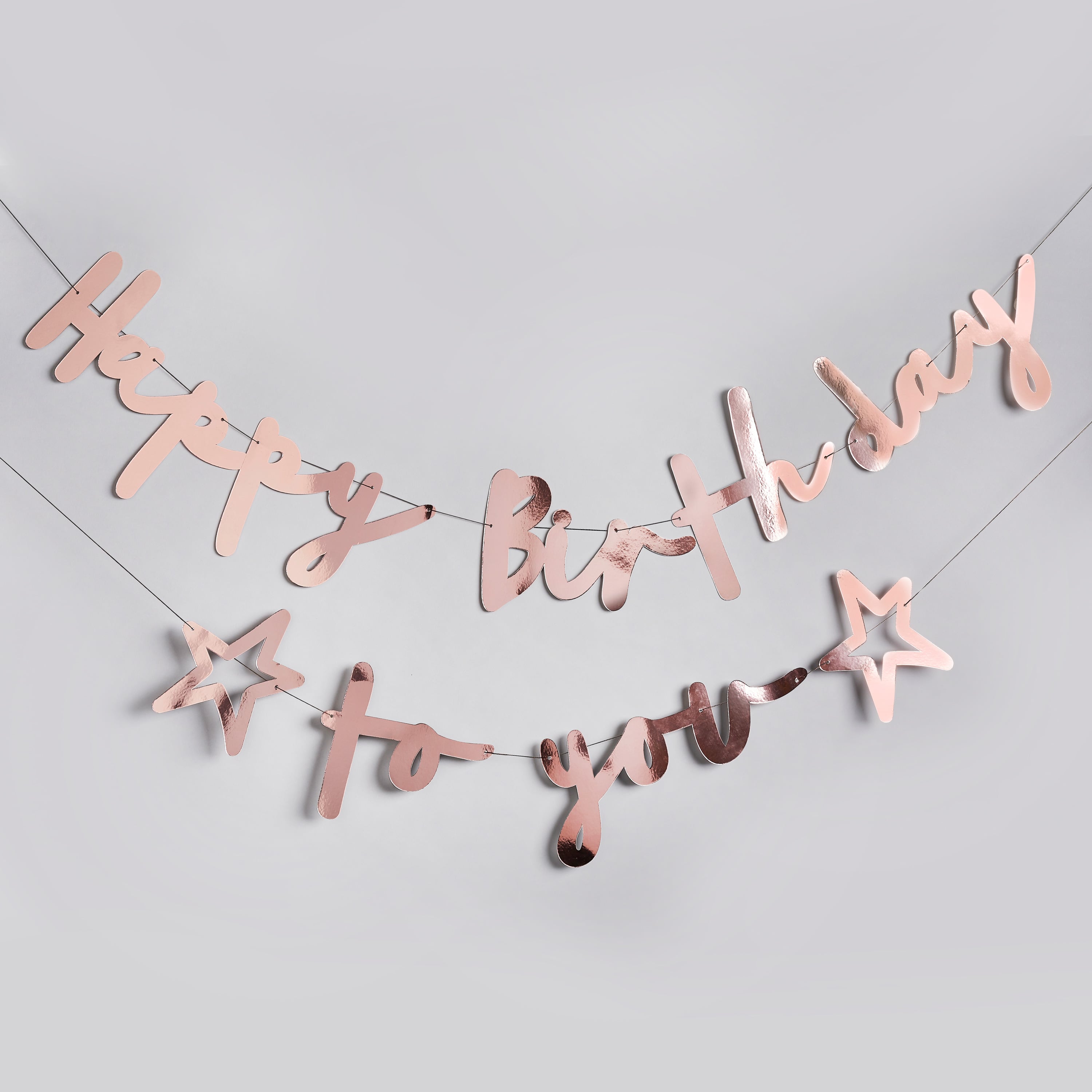 Metallic Rose Gold Happy Birthday To You Card Banner x2 2m
