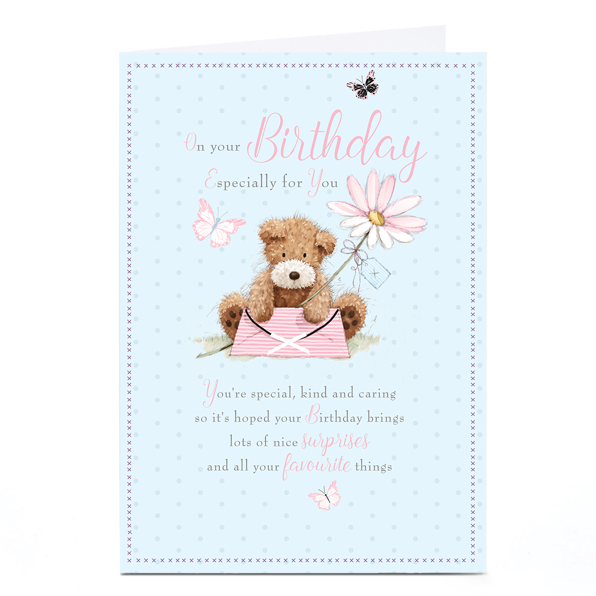 Personalised Birthday Card - Fluffy Dog Flower and Envelope