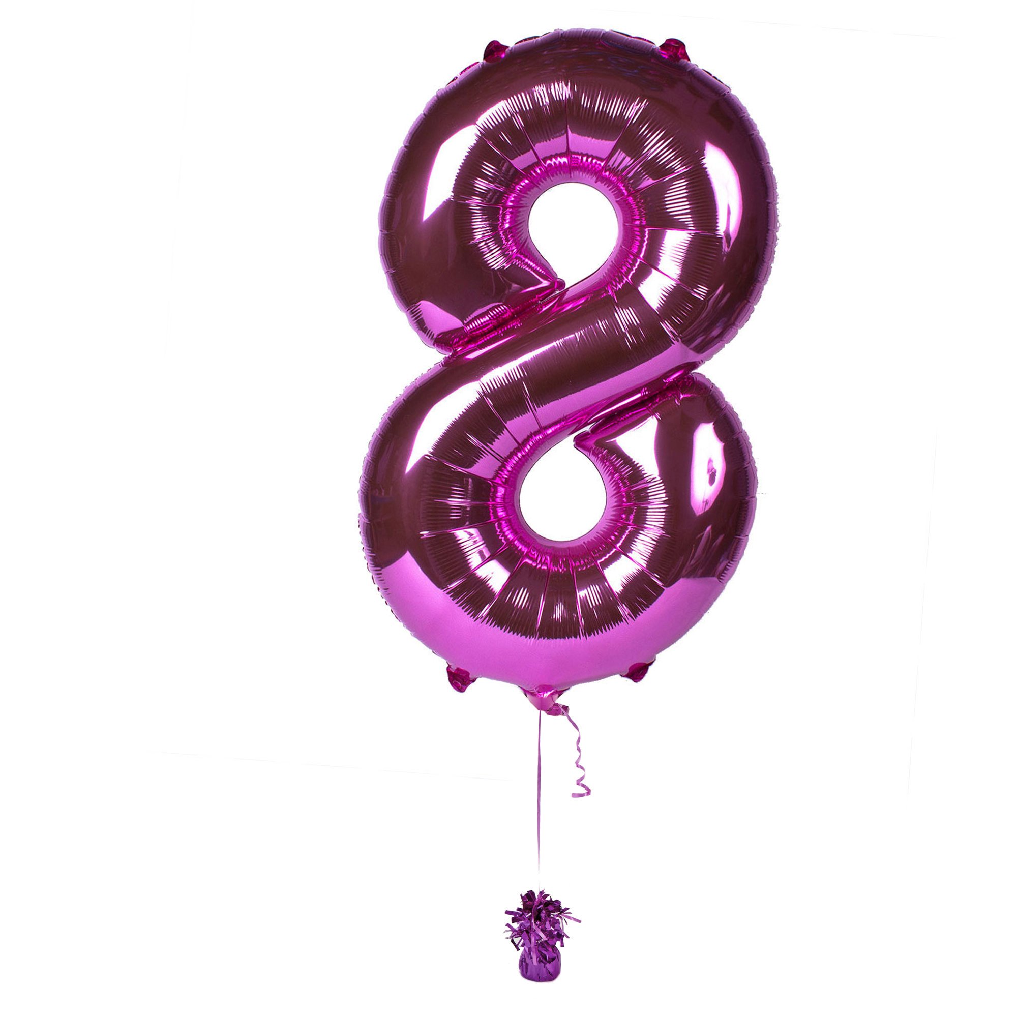 Large Pink Number 8 Inflated Balloon Arrangement 