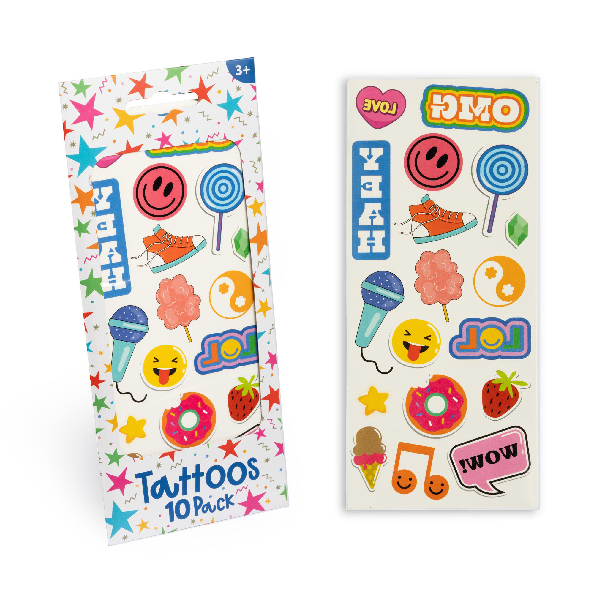 Fun Temporary Tattoos - 10 Sheets