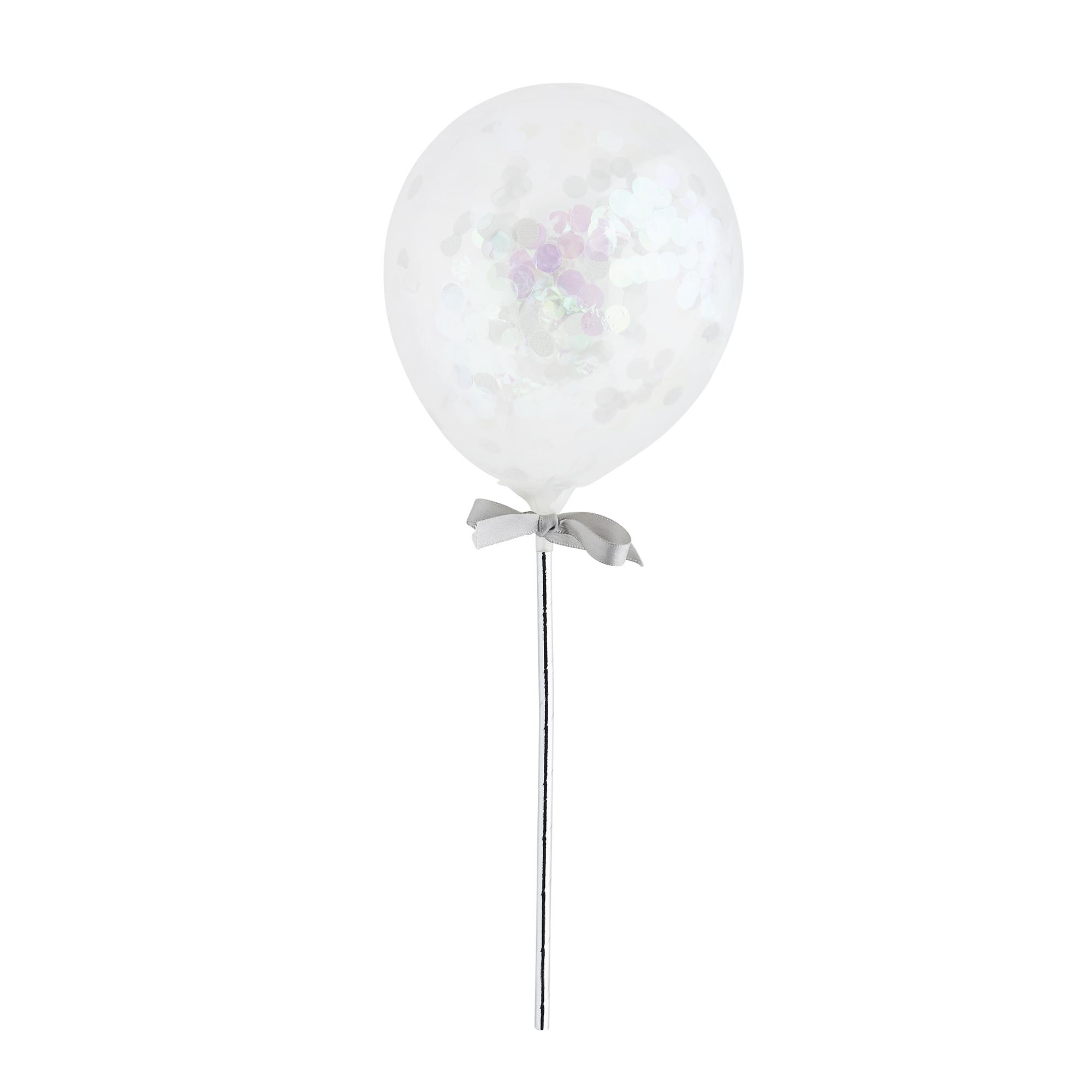 Metallic Mini Confetti 5-Inch Latex Balloons Wands - Pack of 5 (3 Colour Options)