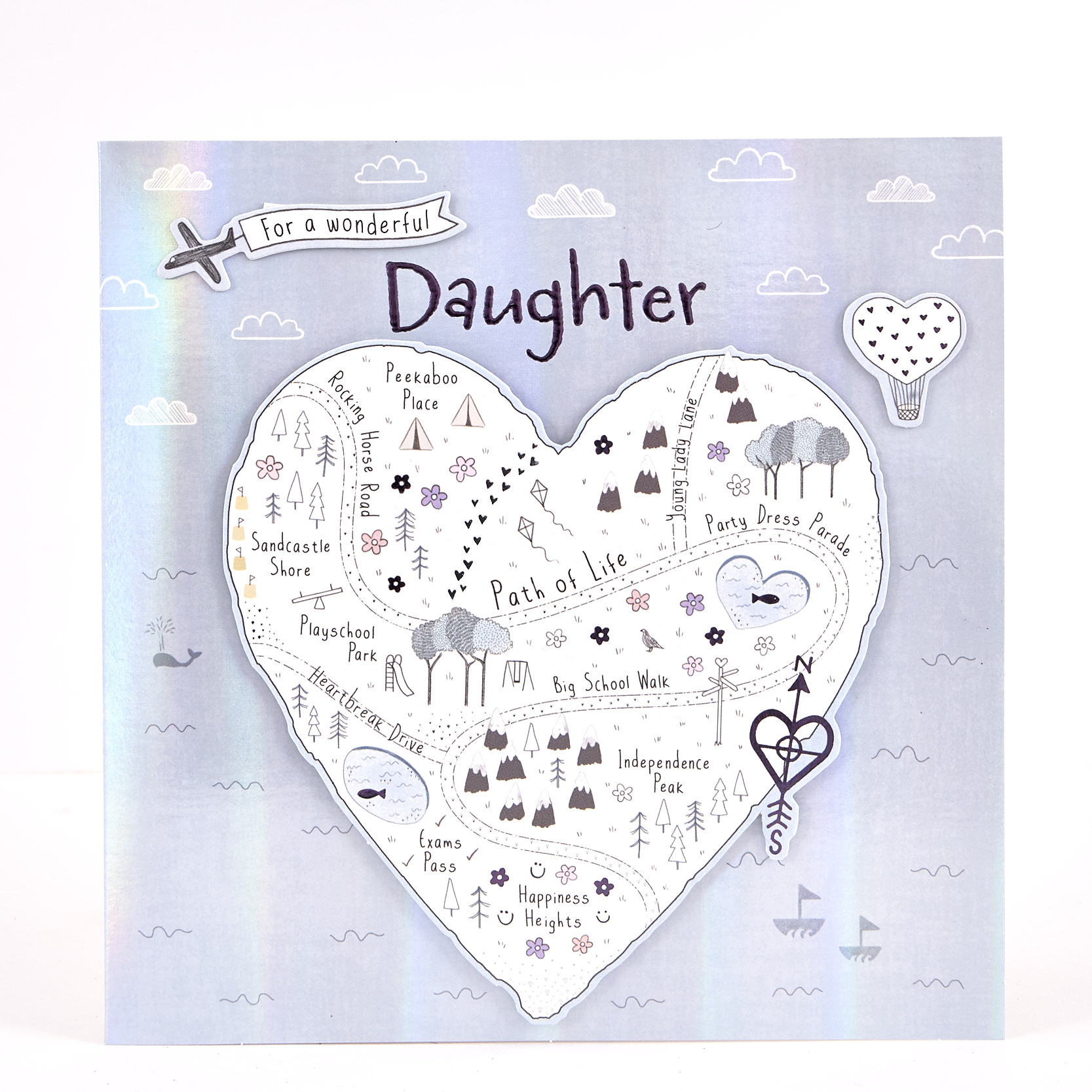 Boutique Collection Birthday Card - Daughter, Map