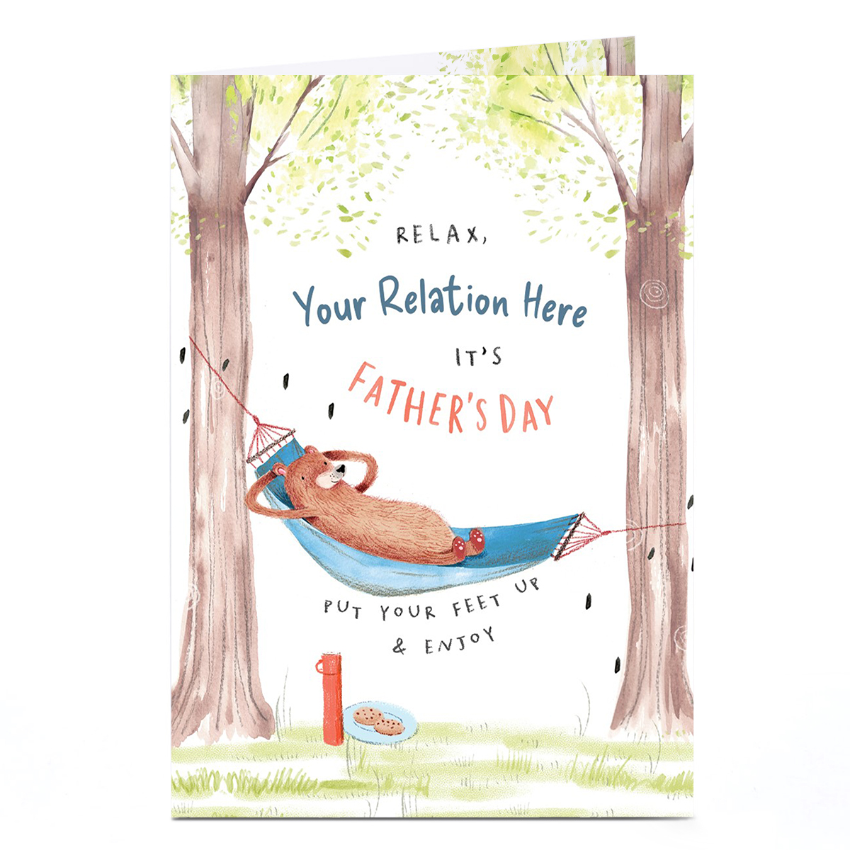 Personalised Father's Day Card - Bear in Hammock, Any Name