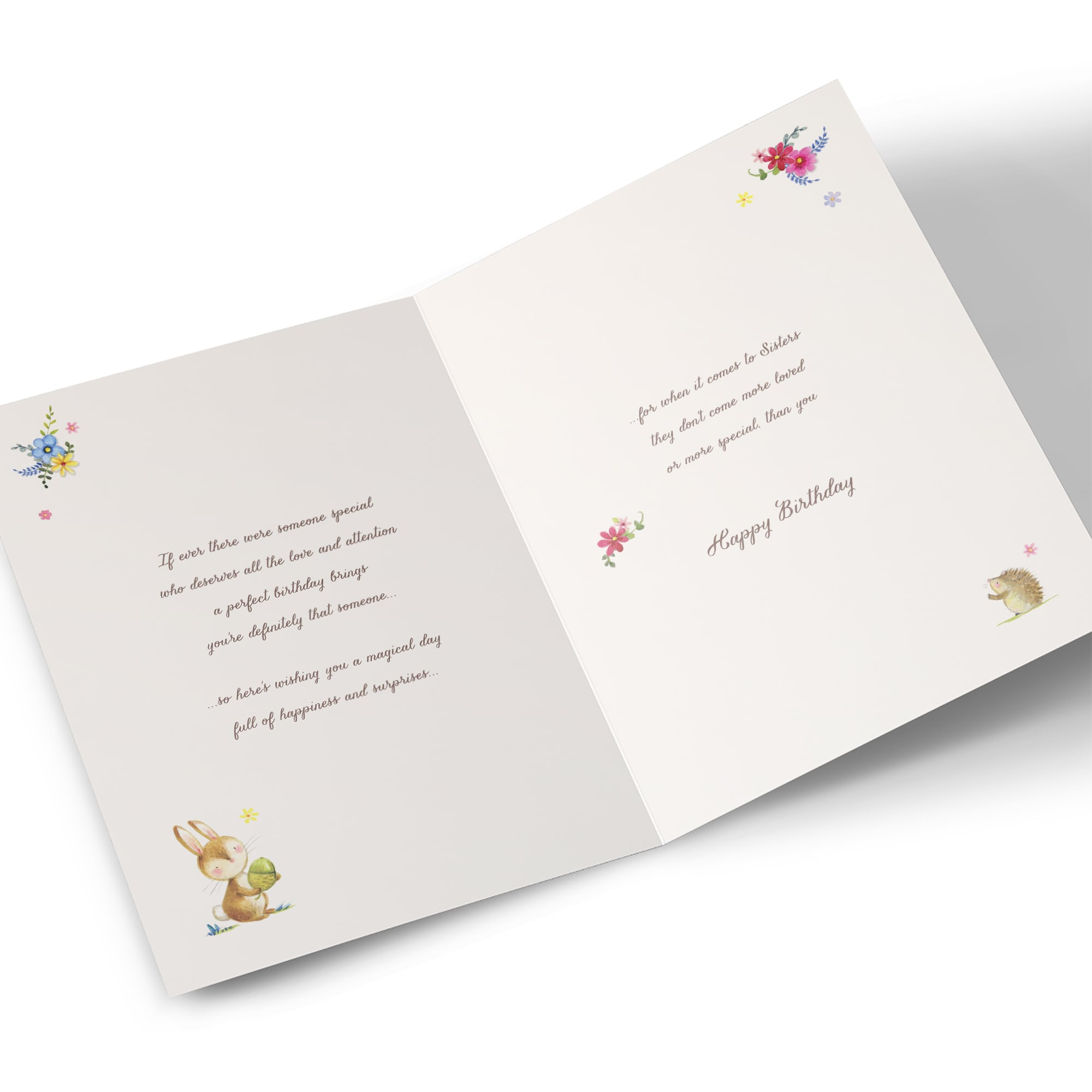 Birthday Card - Cute Woodland Creatures, Sister