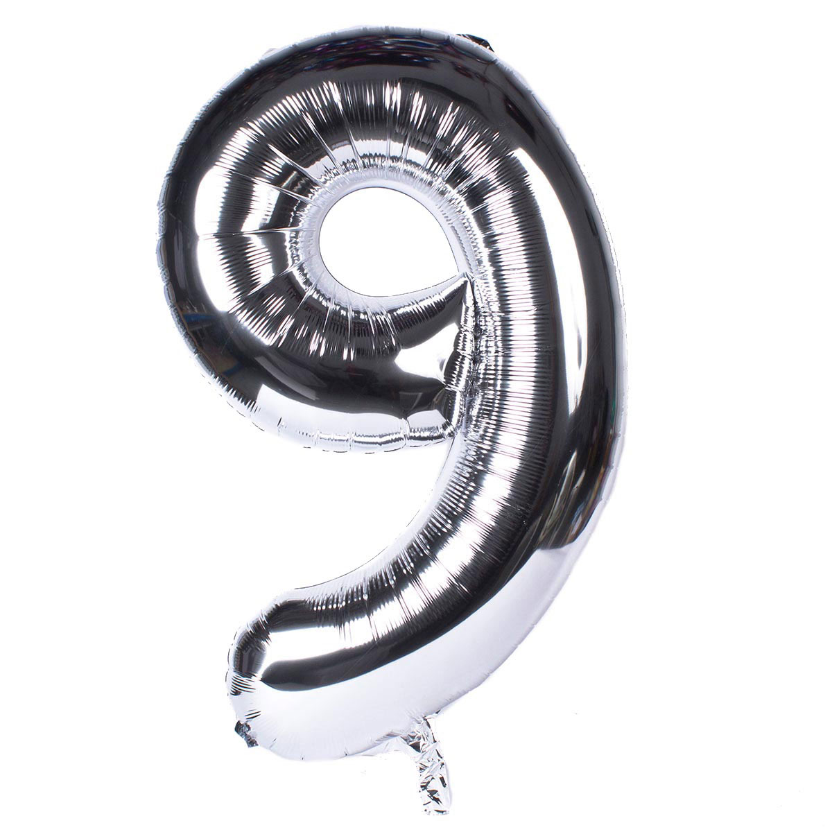Silver Number 9 Giant Foil Helium Balloon INFLATED