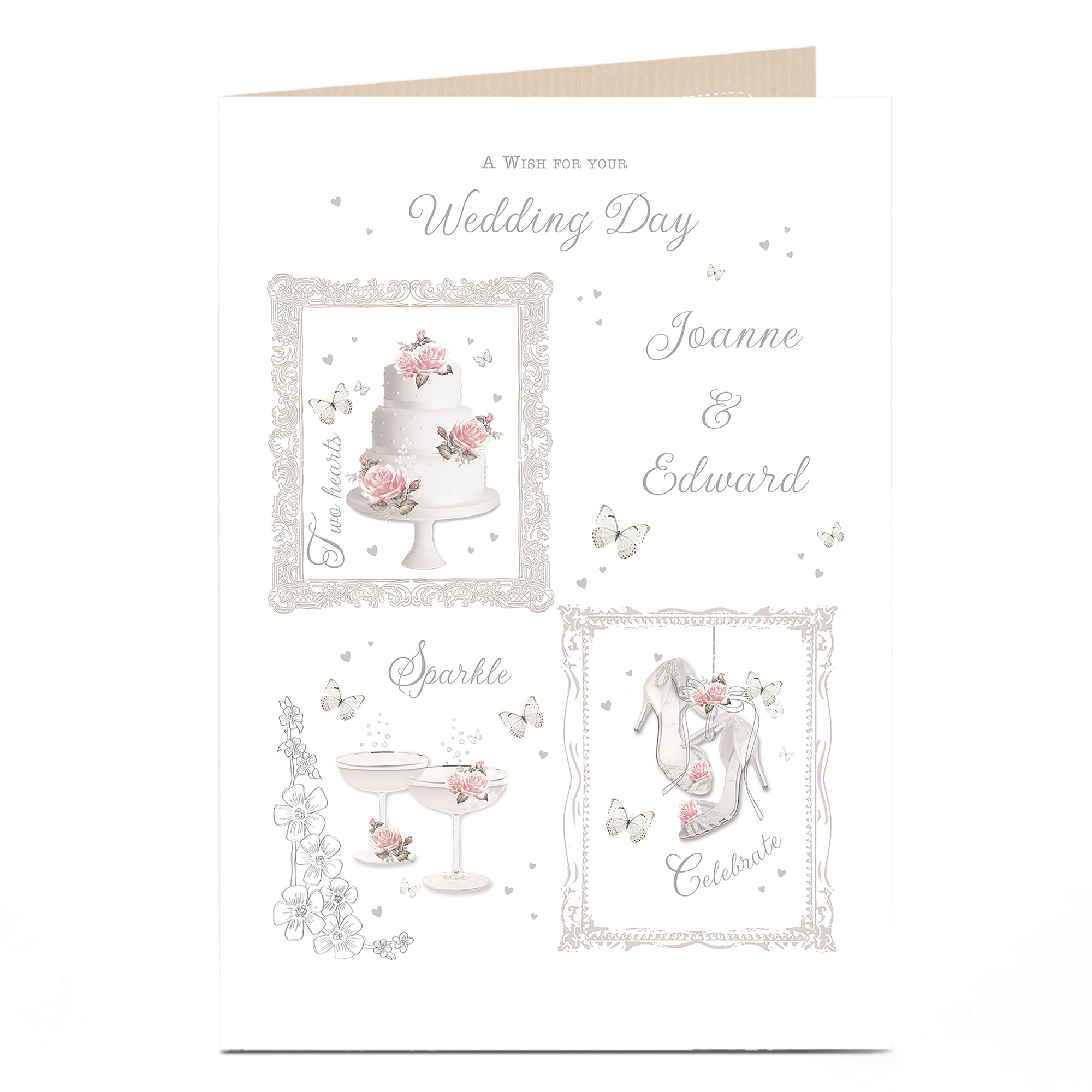Personalised Wedding Card - Framed Shoes & Cake
