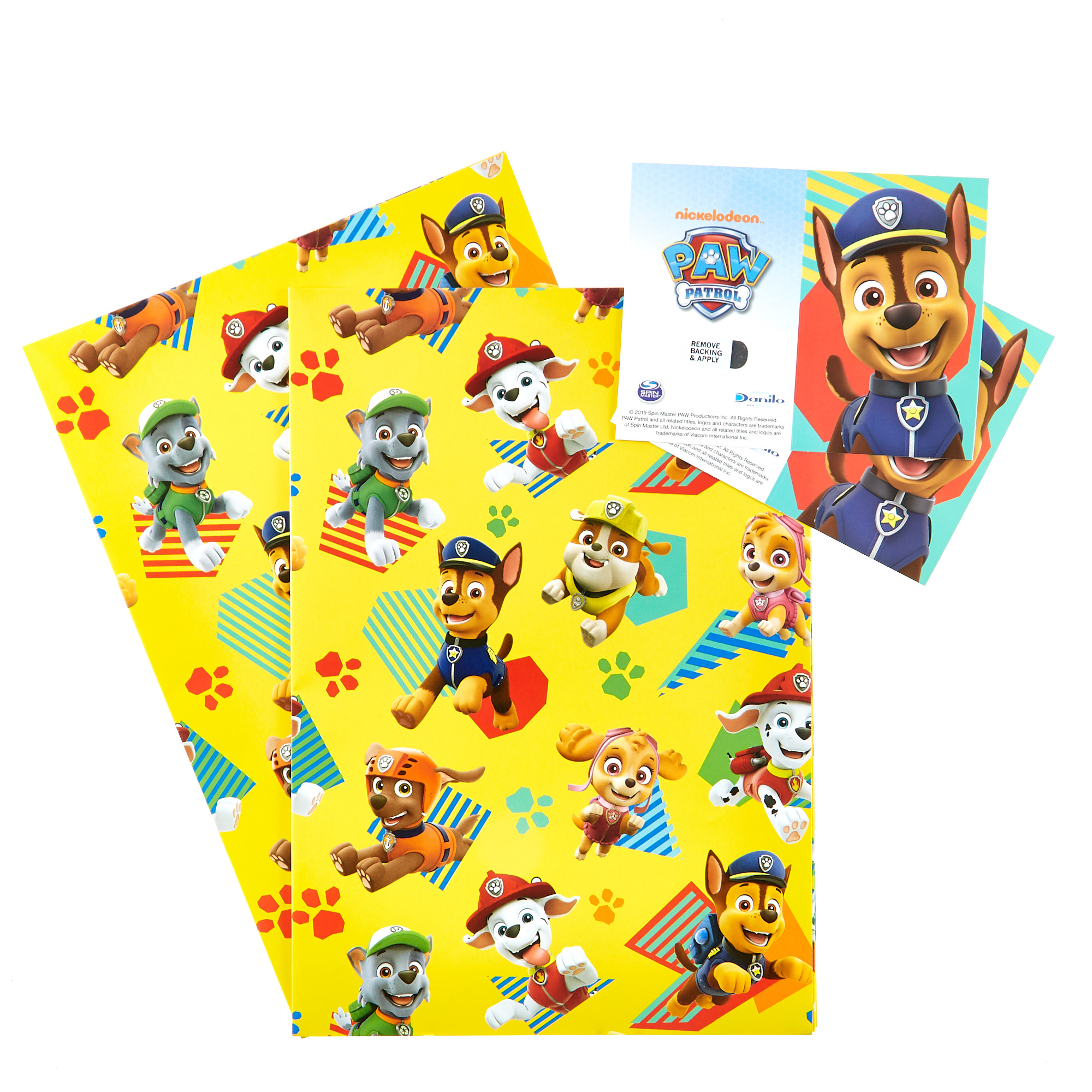 Yellow Paw Patrol Wrapping Paper & Gift Tags - Pack Of 2 