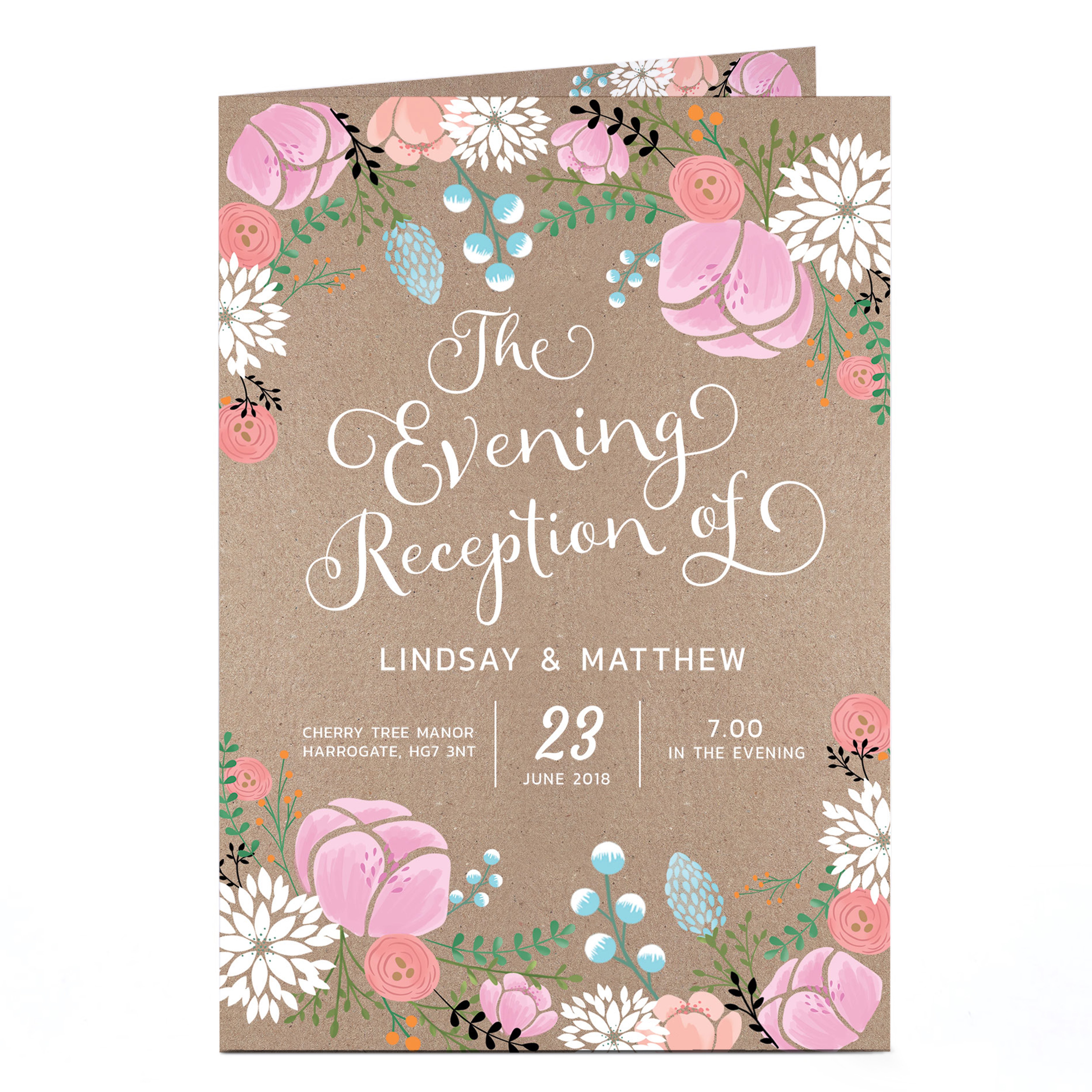 Personalised Evening Reception Invitation - Rustic Floral