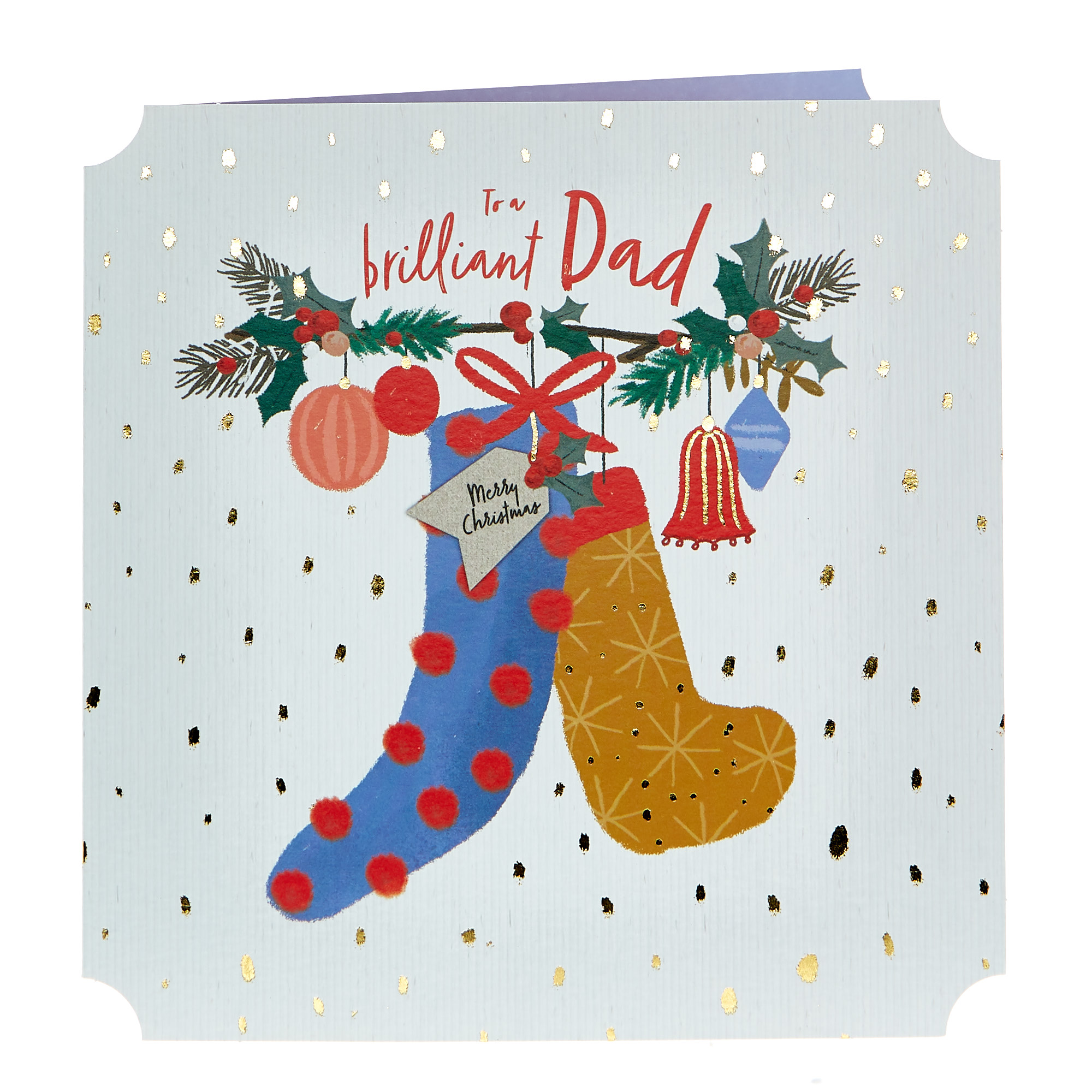 Christmas Card - Brilliant Dad, Trendy Christmas Stockings