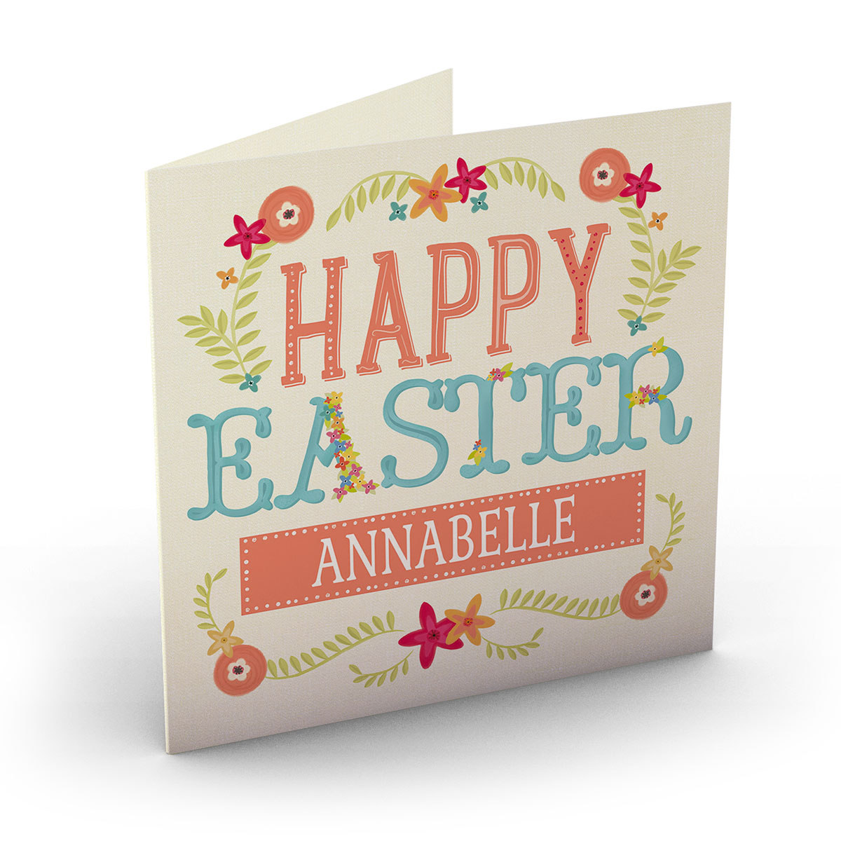 Personalised Easter Card - Orange Blue Green