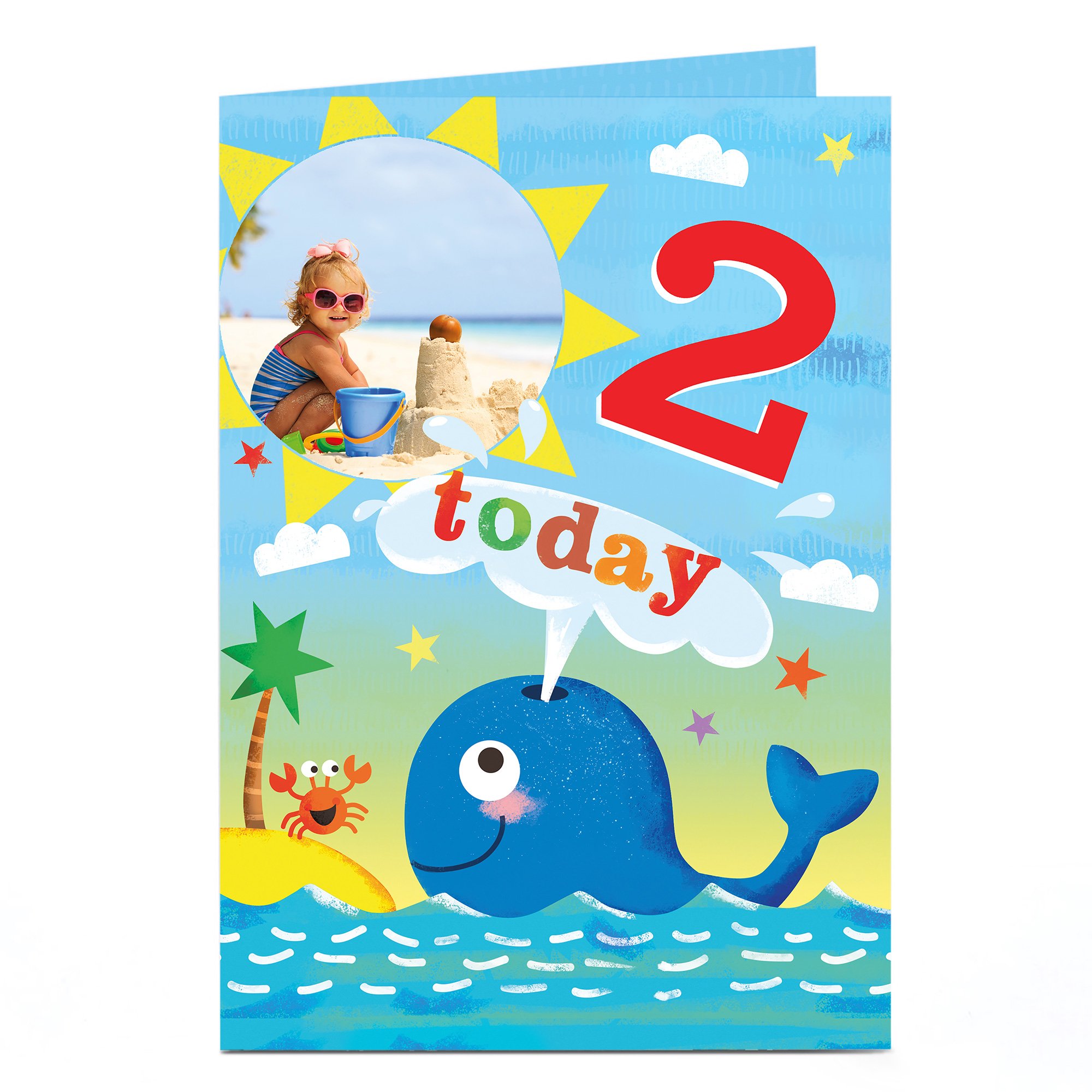 Photo Birthday Card - Sunshine & Sea, Editable Age