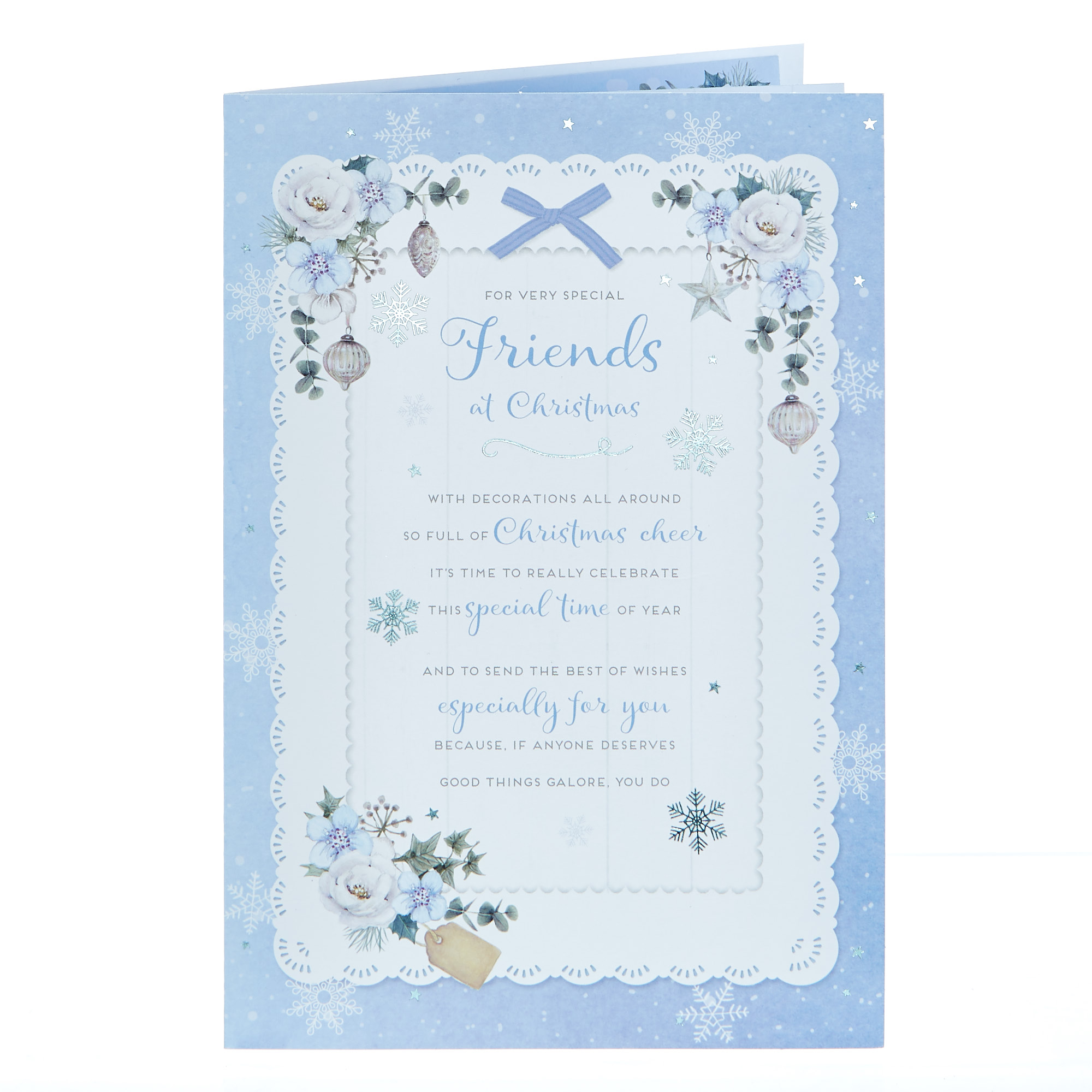 Christmas Card - Special Friends Blue Florals