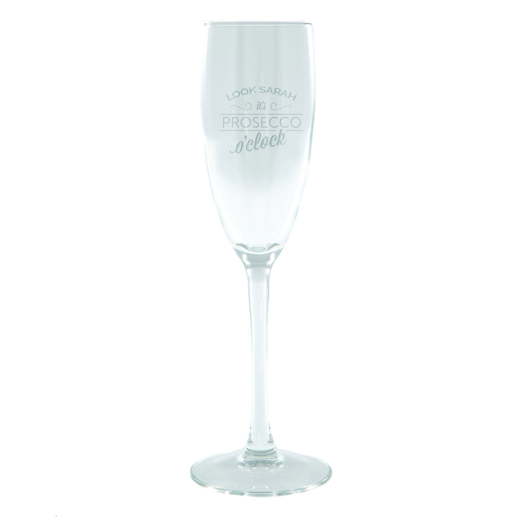 Personalised Engraved Champagne Flute - Prosecco O'clock