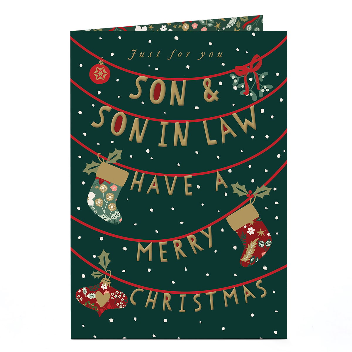 Christmas Card - Festive Bunting, Son & Son In Law