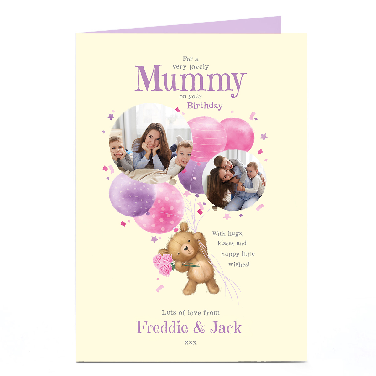 Photo Birthday Card - Lovely Mummy Bear Hugs & Kisses