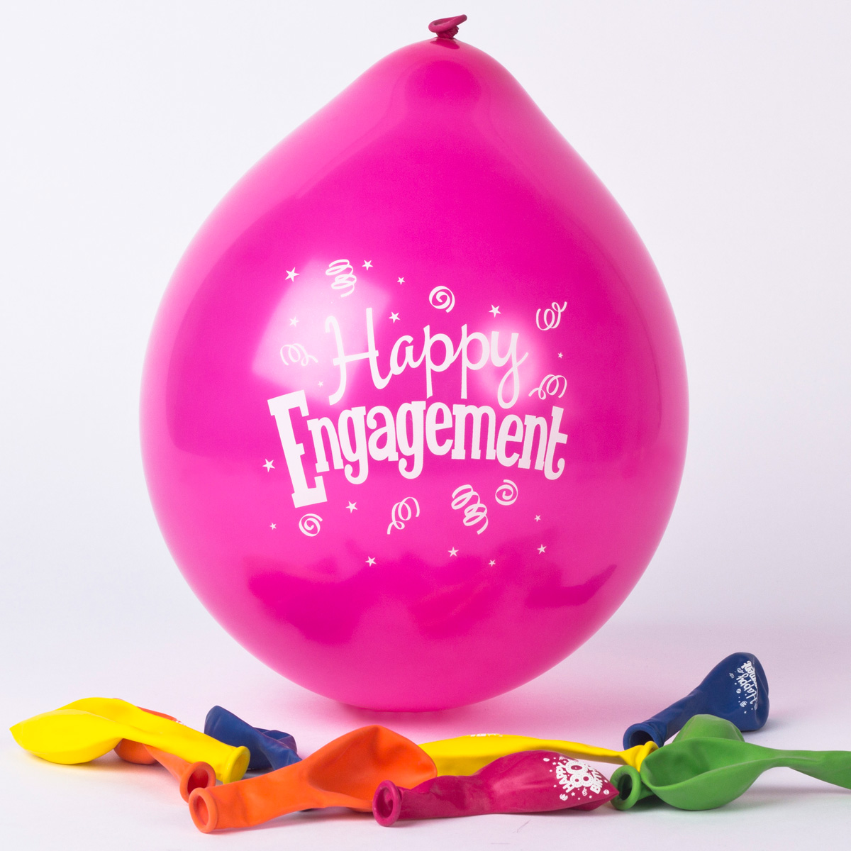 Multicoloured Happy Engagement Small Latex Balloons, Pack Of 10