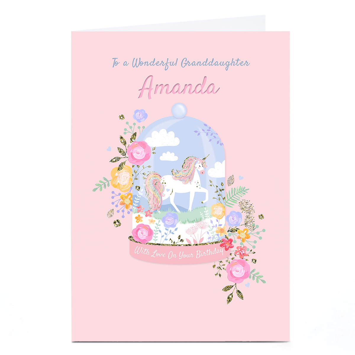 Personalised Kerry Spurling Birthday Card - Unicorn, Granddaughter