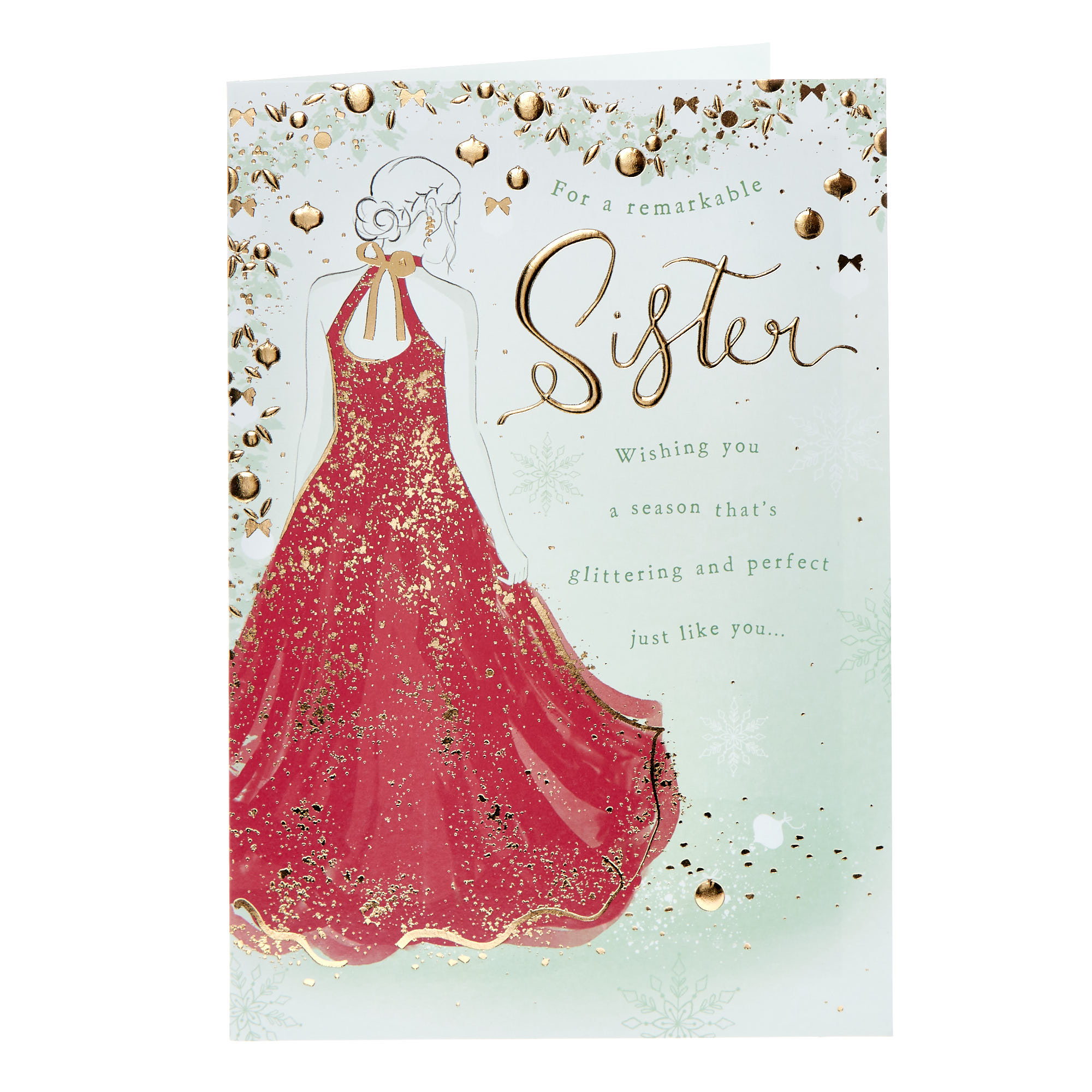 Sister Red Dress Christmas Card