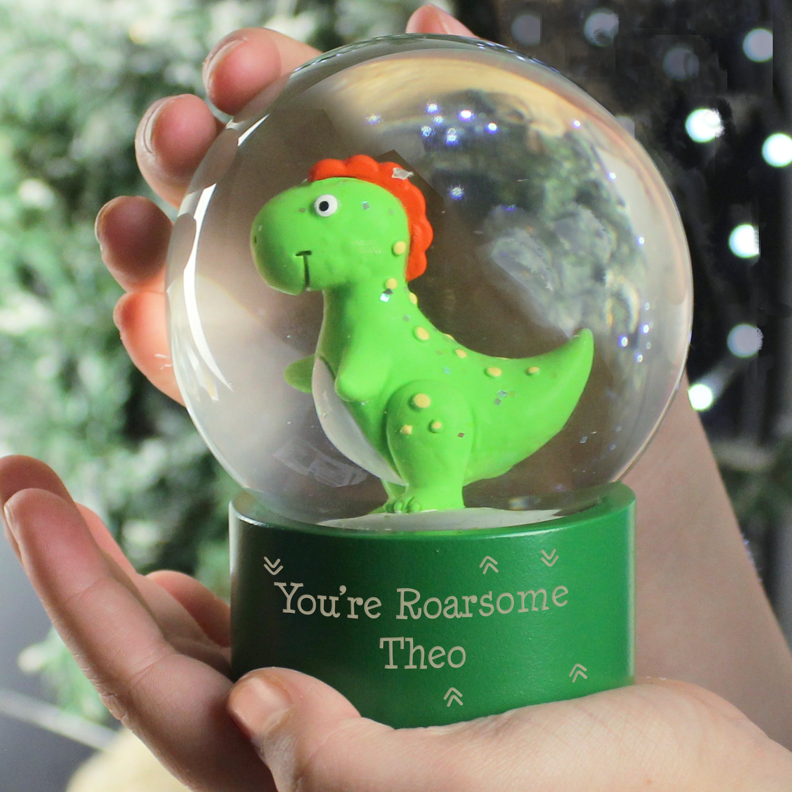 Personalised Dinosaur Snow Globe