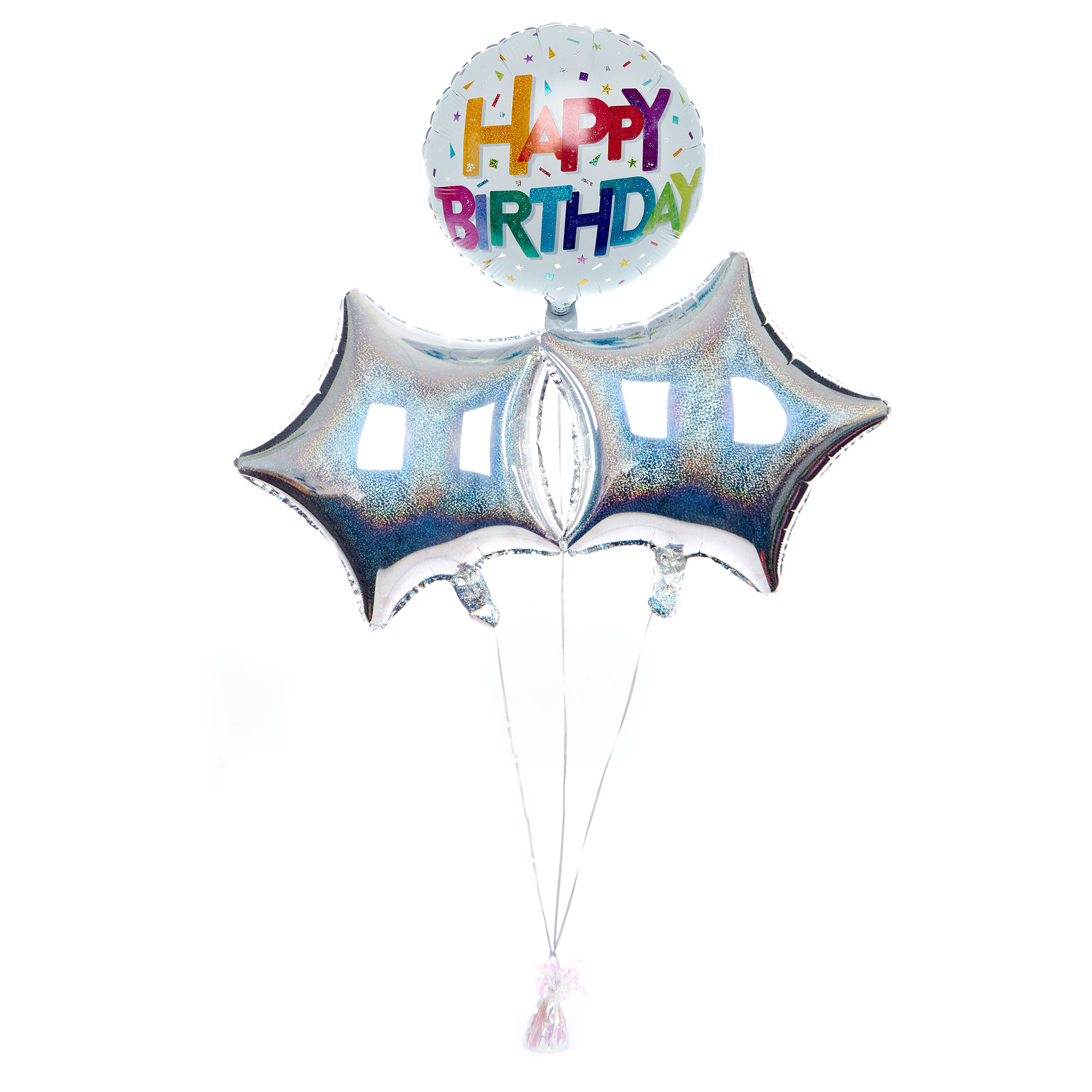 Rainbow Text Happy Birthday Balloon Bouquet - DELIVERED INFLATED! 