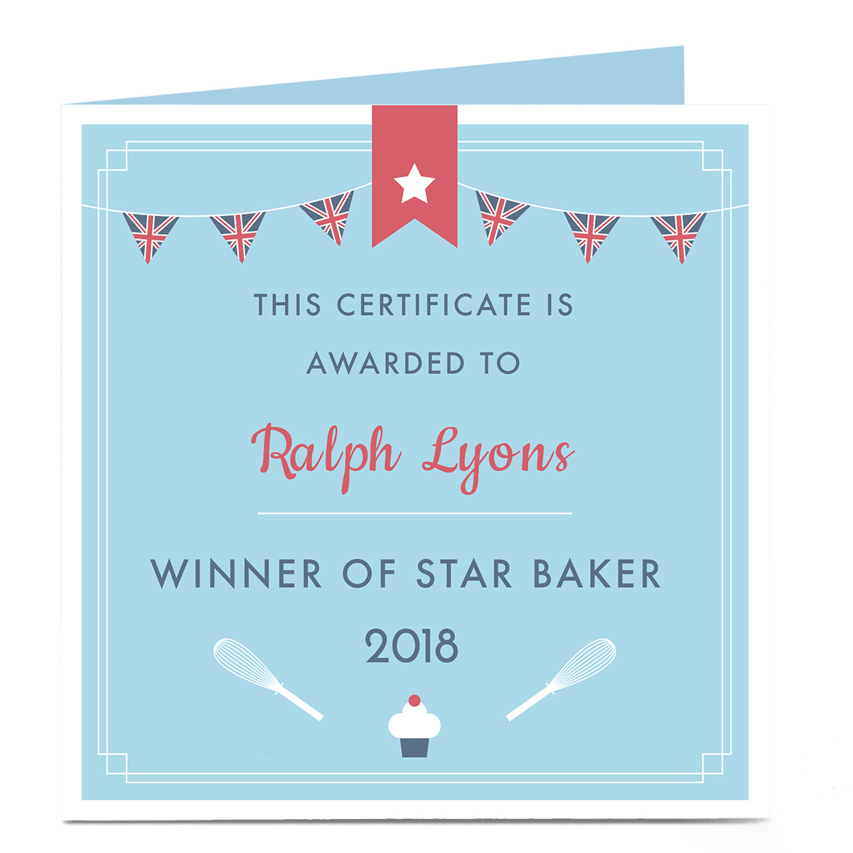 Personalised Card - Star Baker Certificate