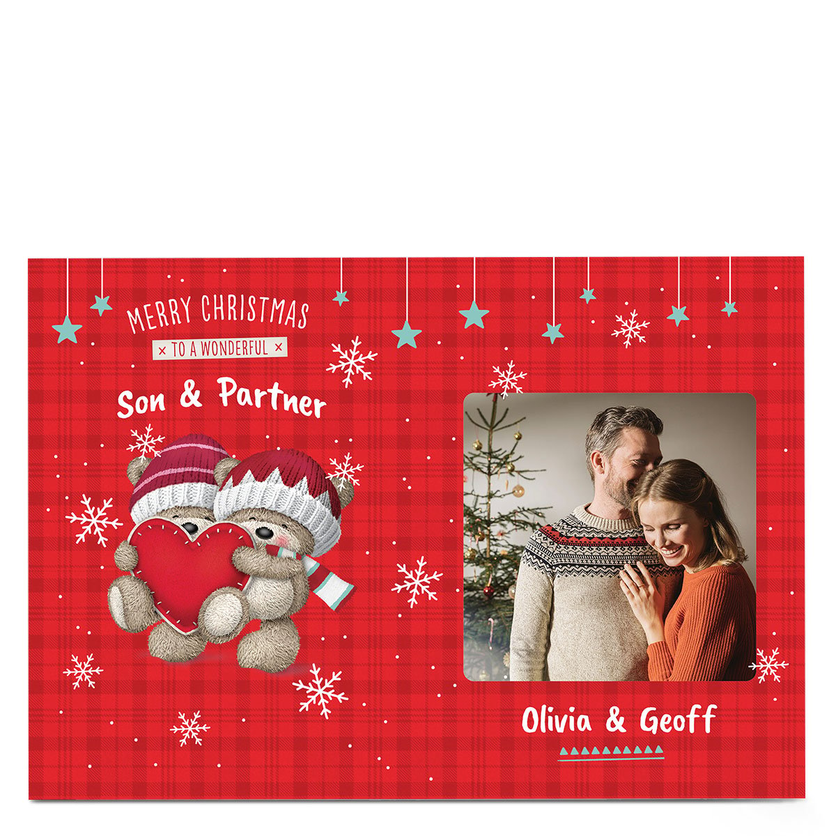 Photo Hugs Bear Christmas Card  - Wonderful Couple
