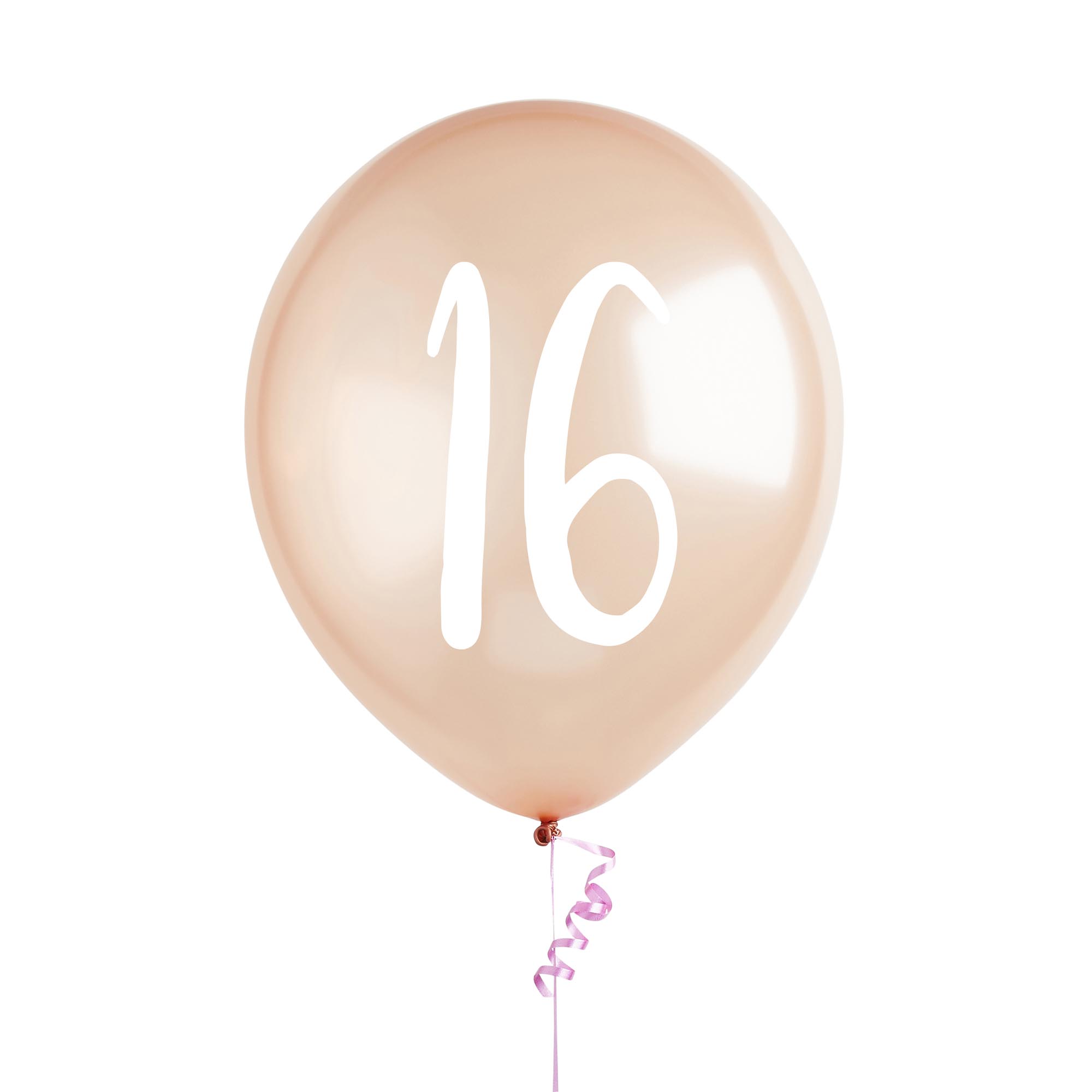 Metallic Rose Gold Number Latex Balloons - Pack of 5 (Milestone Ages)