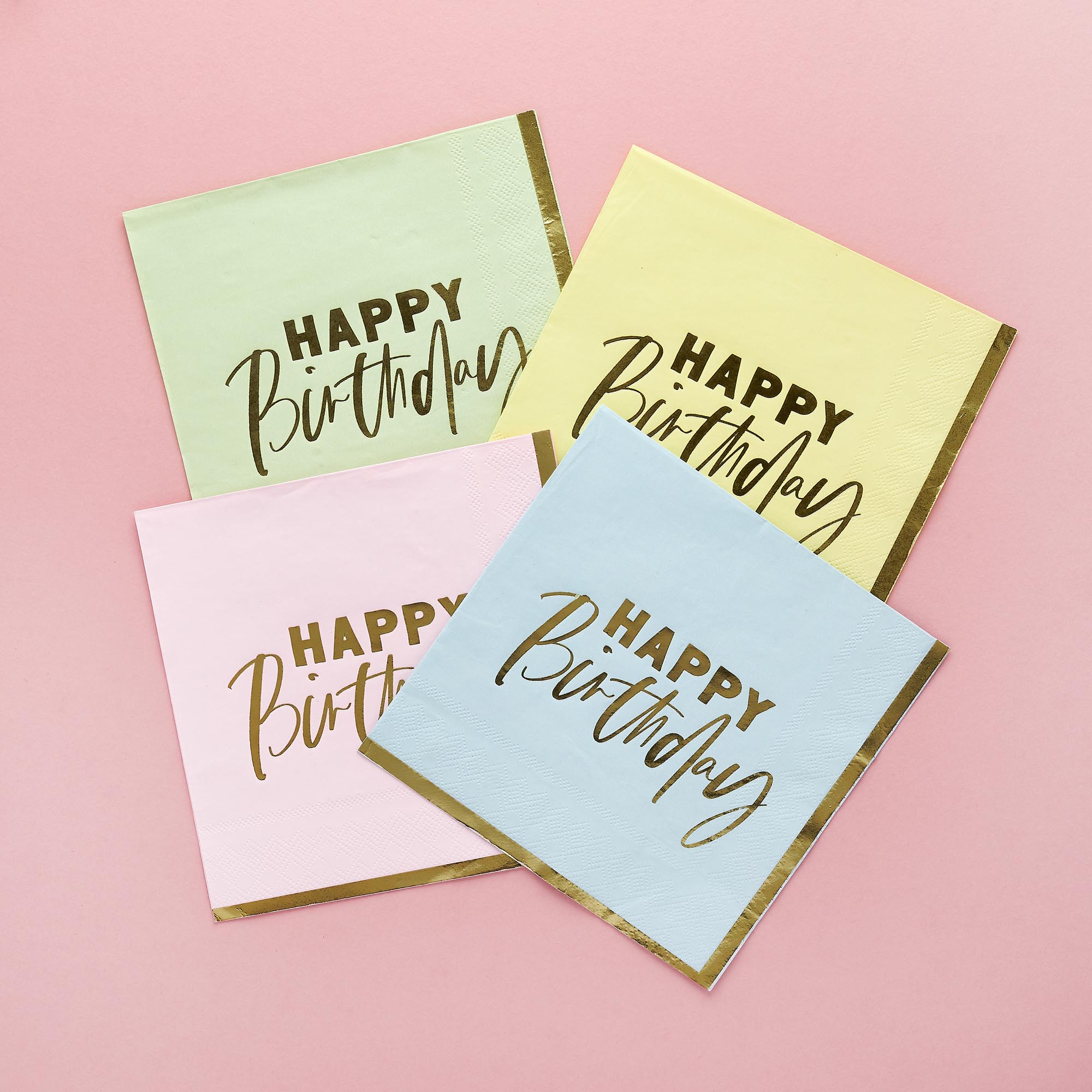 Pastel Happy Birthday Paper Napkins - Pack of 16