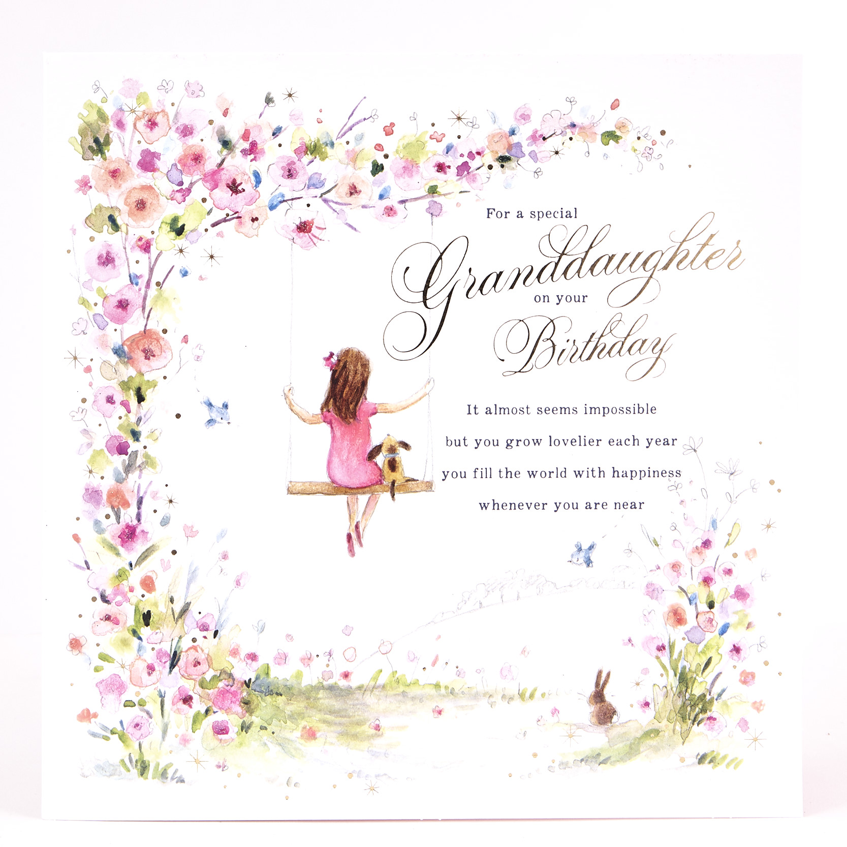 Platinum Collection Birthday Card - Granddaughter Swing