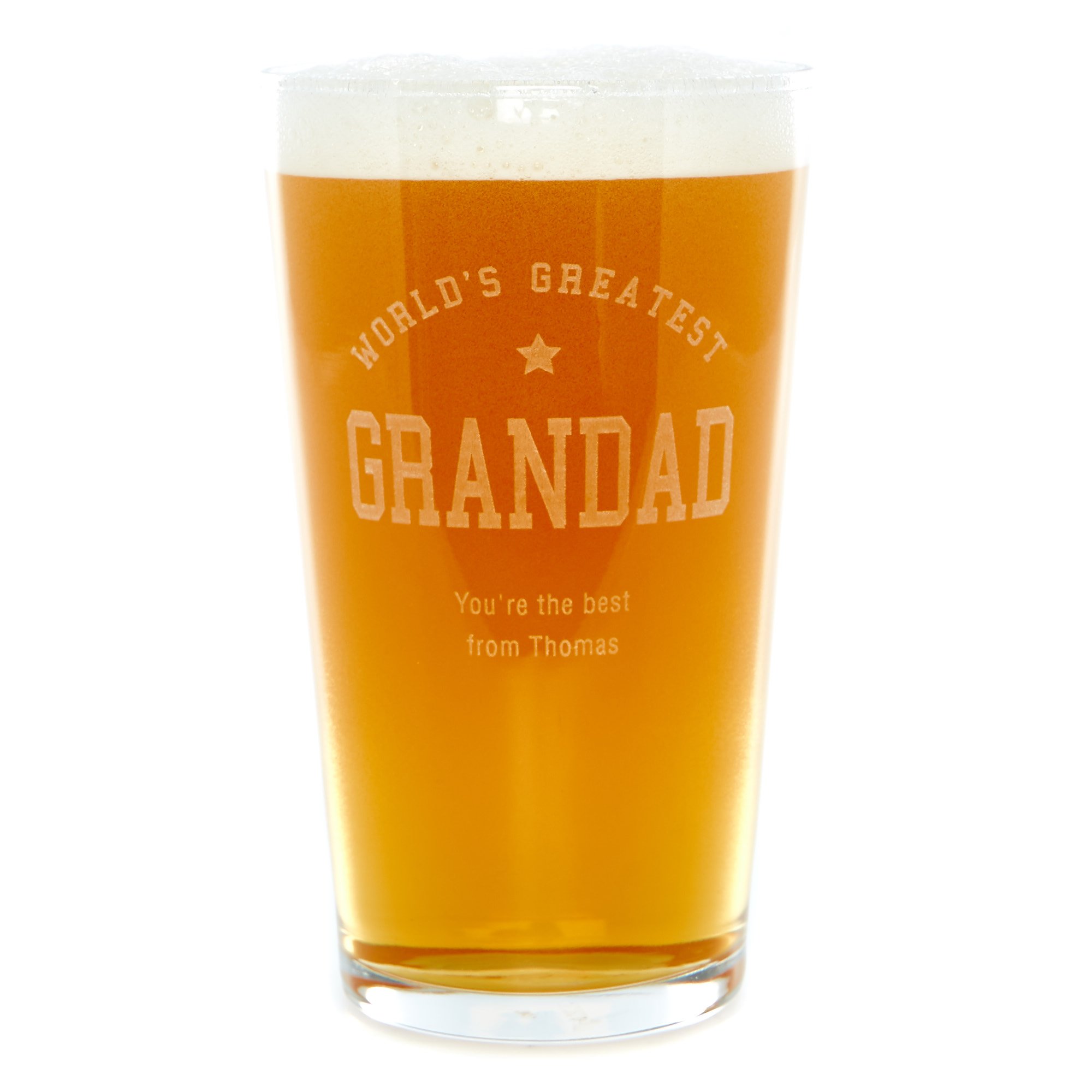 Personalised World's Greatest Grandad Pint Glass