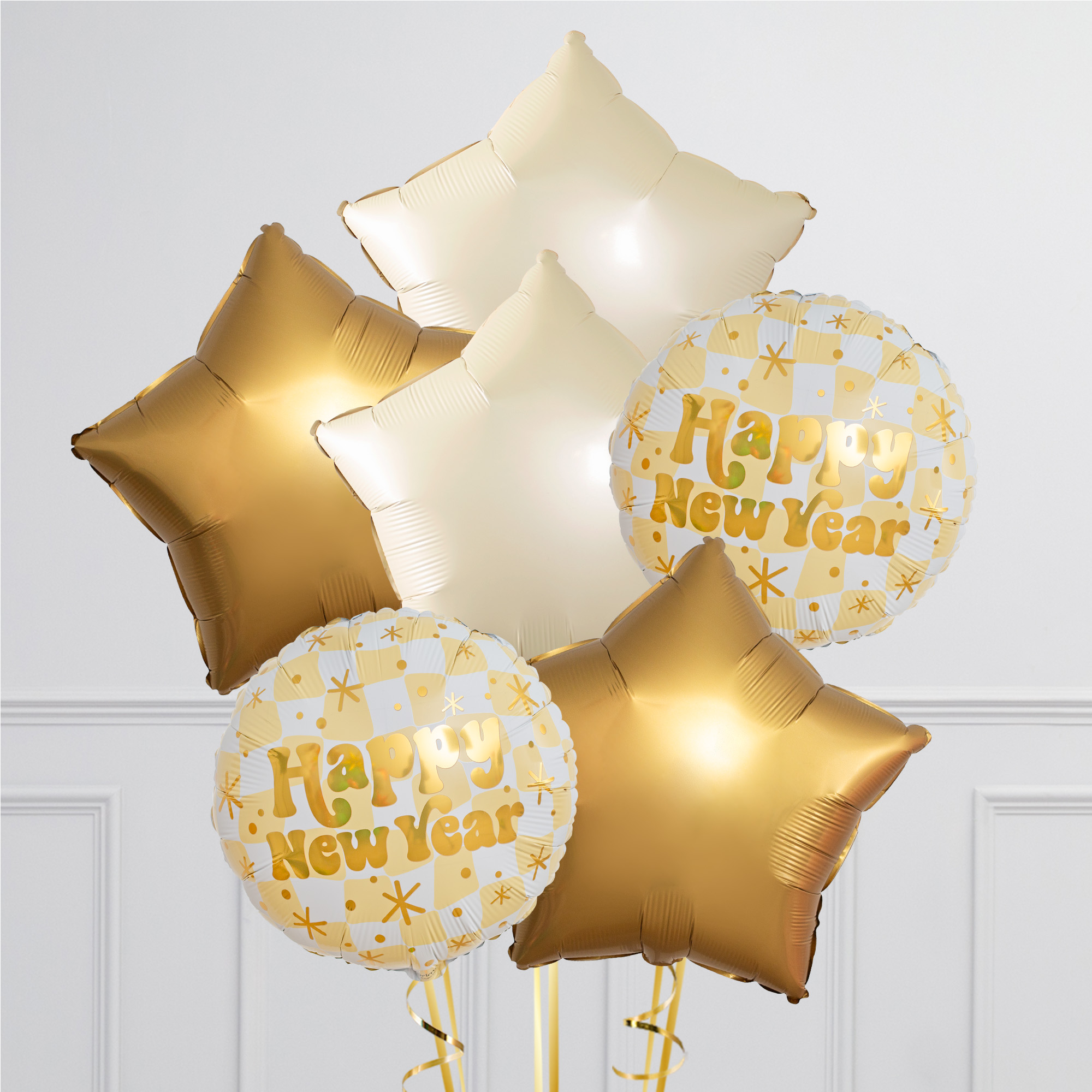 Golden Happy New Year Foil Balloon Package - Delivered Inflated!