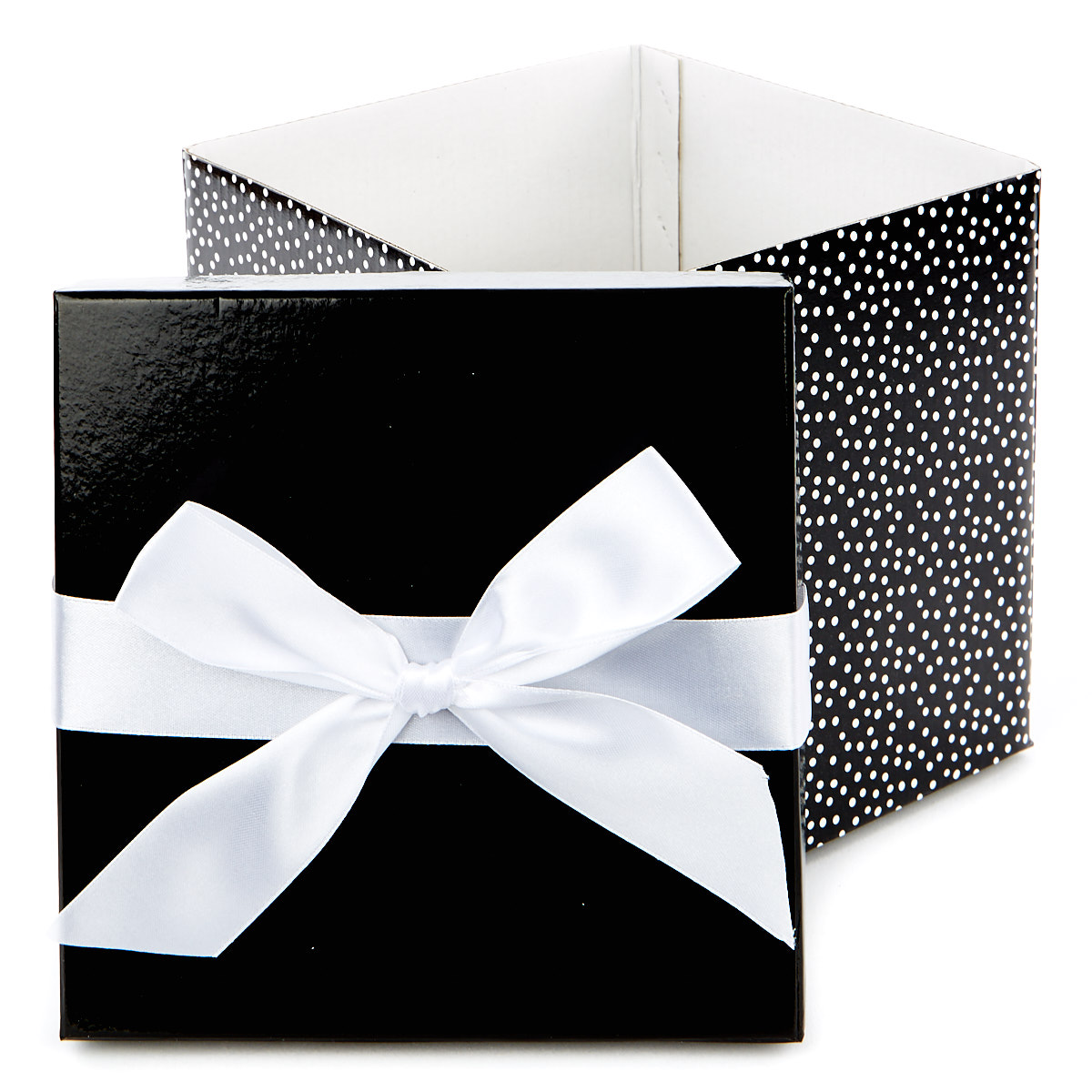 Medium Flat-Pack Gift Box - Black And White Polka Dots