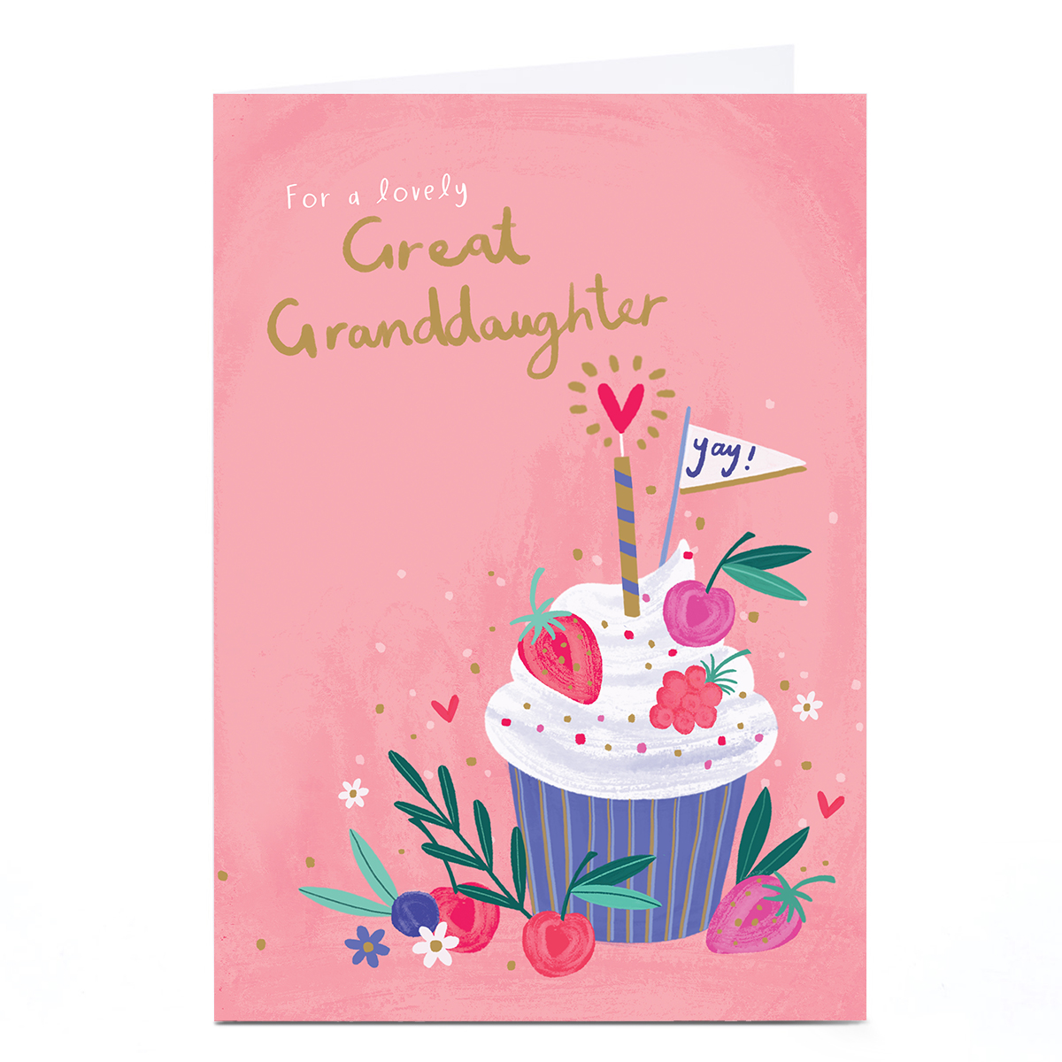 Personalised Birthday Card - Fruity Cupcake, Great Granddaughter