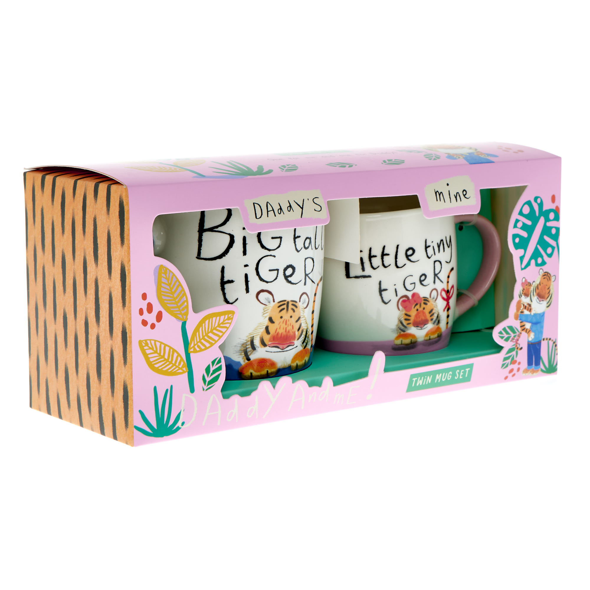 Daddy & Me Pink Tigers Twin Mug Set