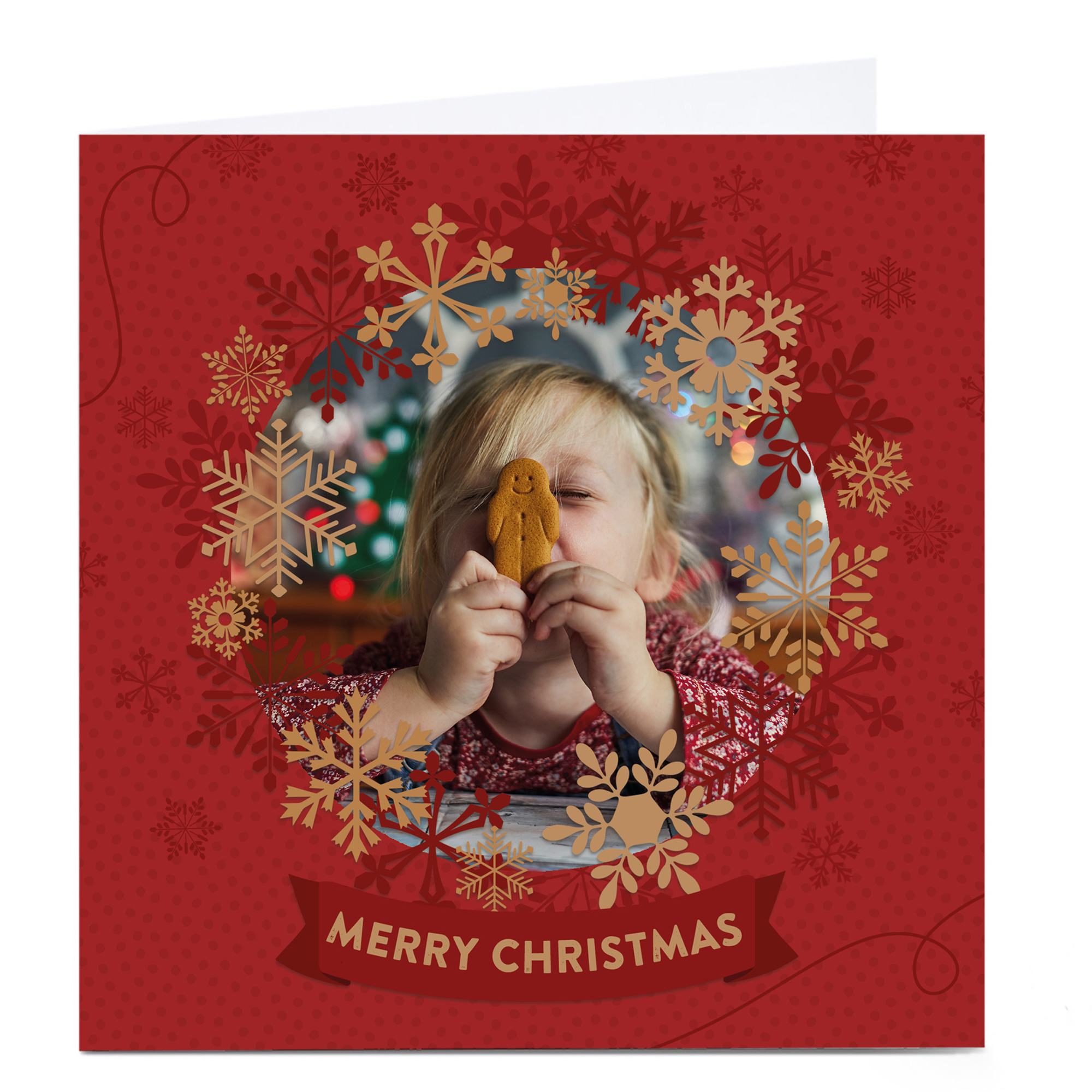 Photo Christmas Card - Merry Christmas Red & Gold