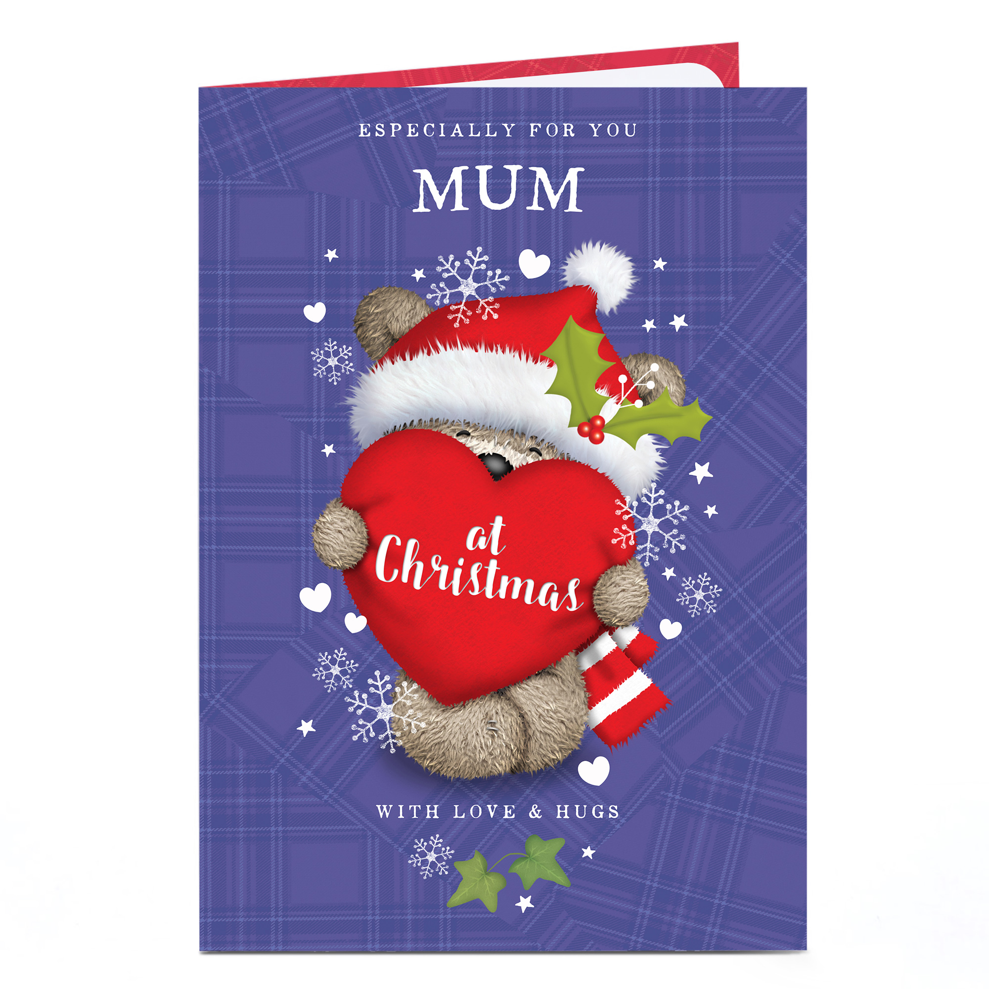 Personalised Christmas Card - Hugs Bear in Santa Hat