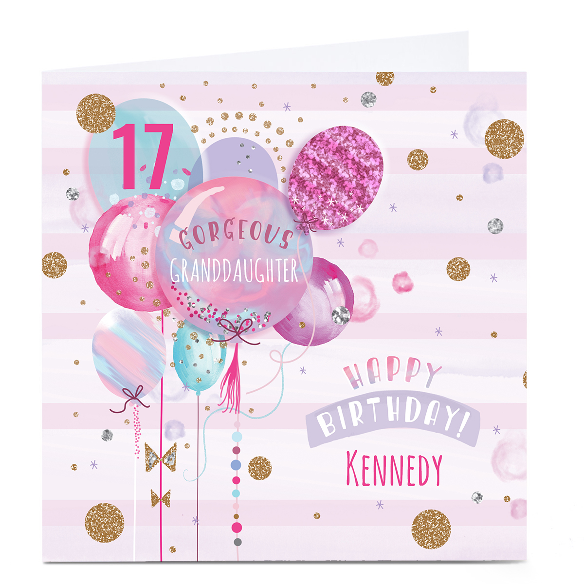 Personalised Birthday Card - Pastel Balloons, Editable Age