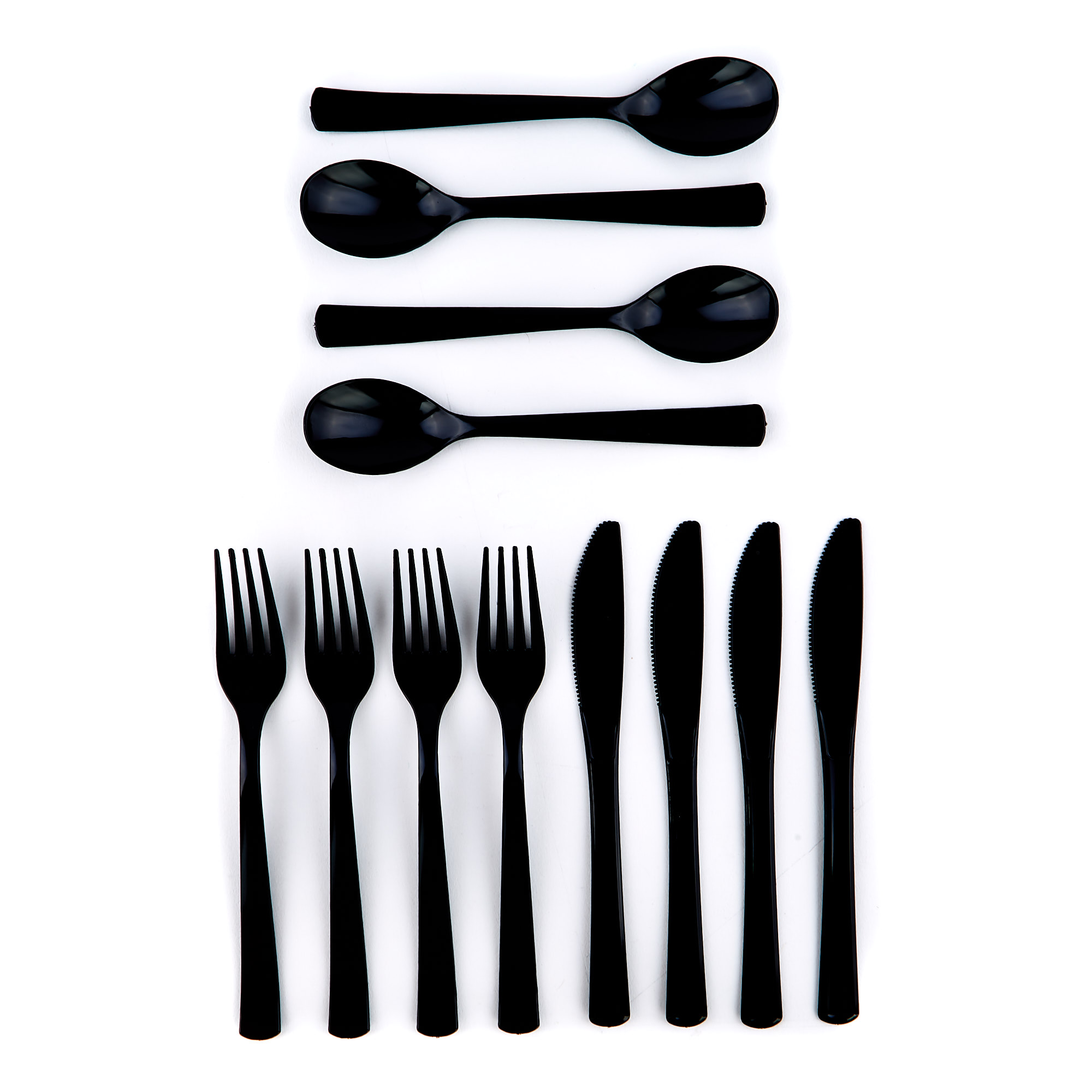Buy Reusable Black Plastic Cutlery Set 18 Pieces for GBP 1.99 Card