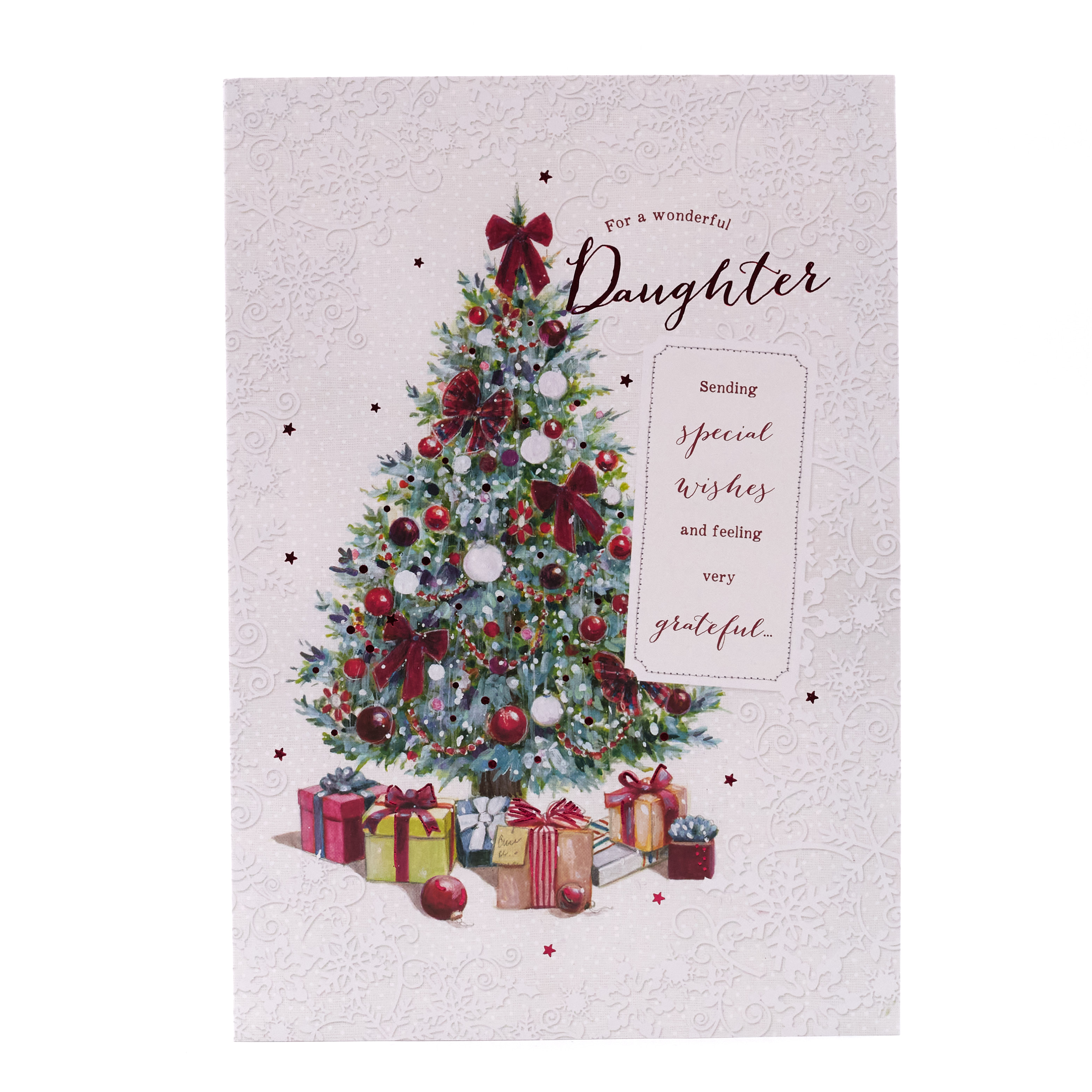 Christmas Card - Wonderful Daughter, Traditional Christmas Tree