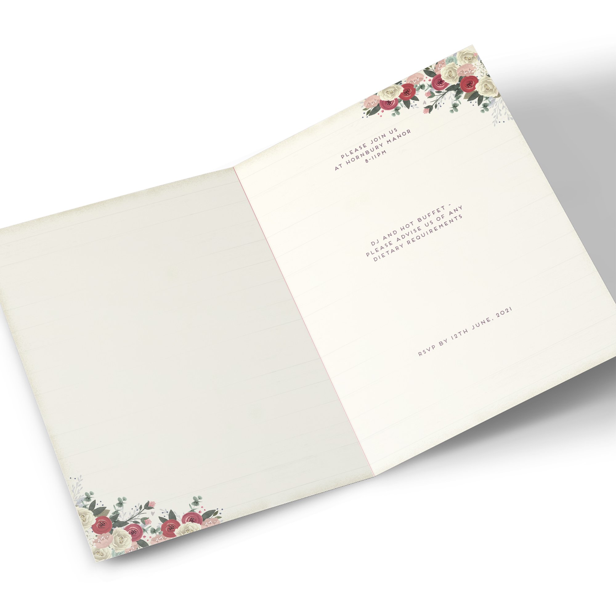 Personalised Evening Reception Invitation - Roses