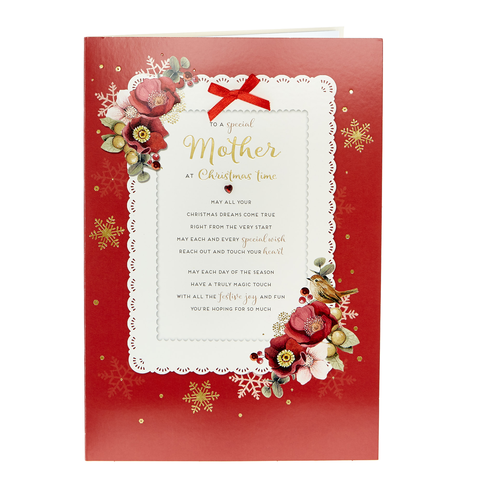 Christmas Card - Special Mother Red Flowers
