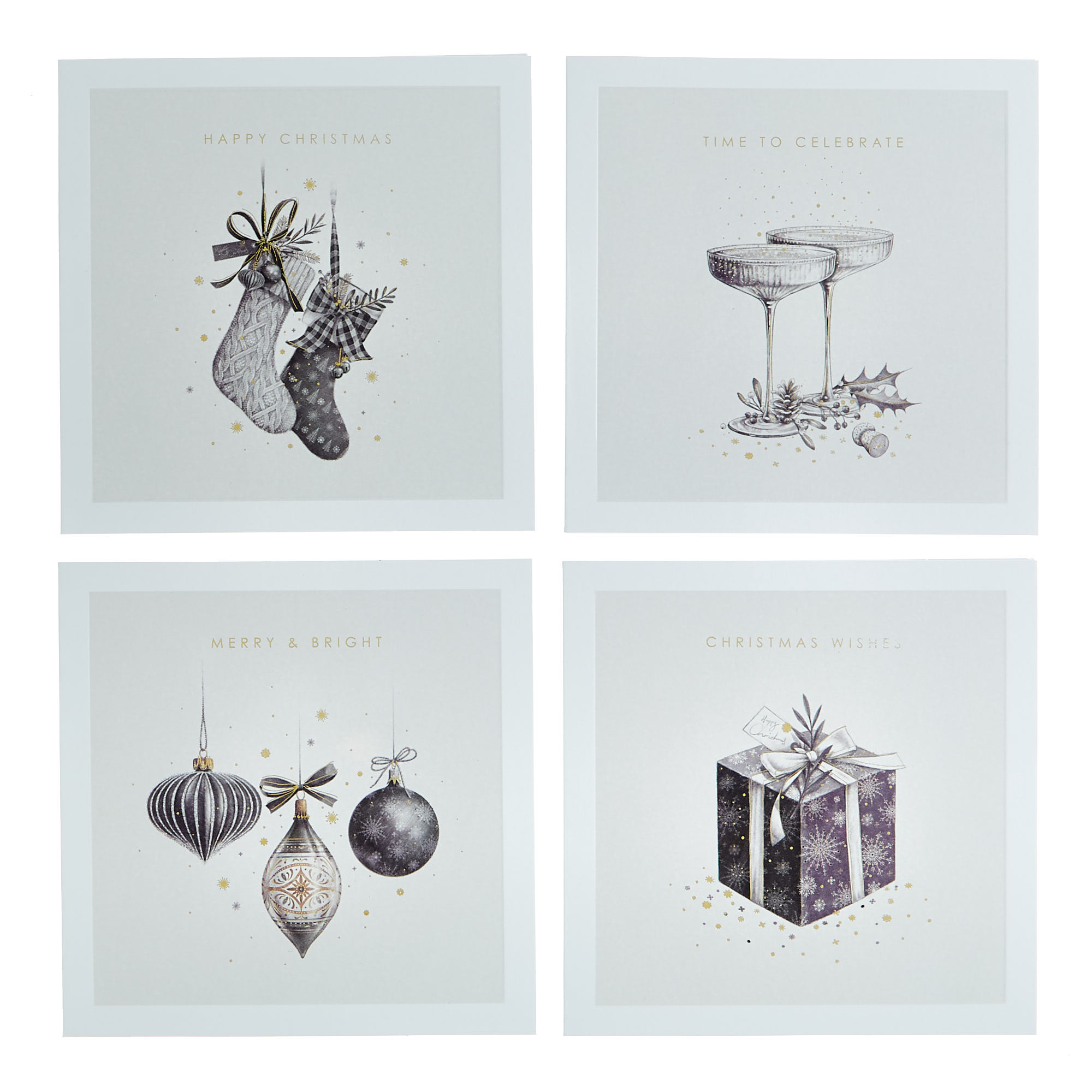 16 Charity Christmas Cards - Contemporary Sketches (4 Designs)