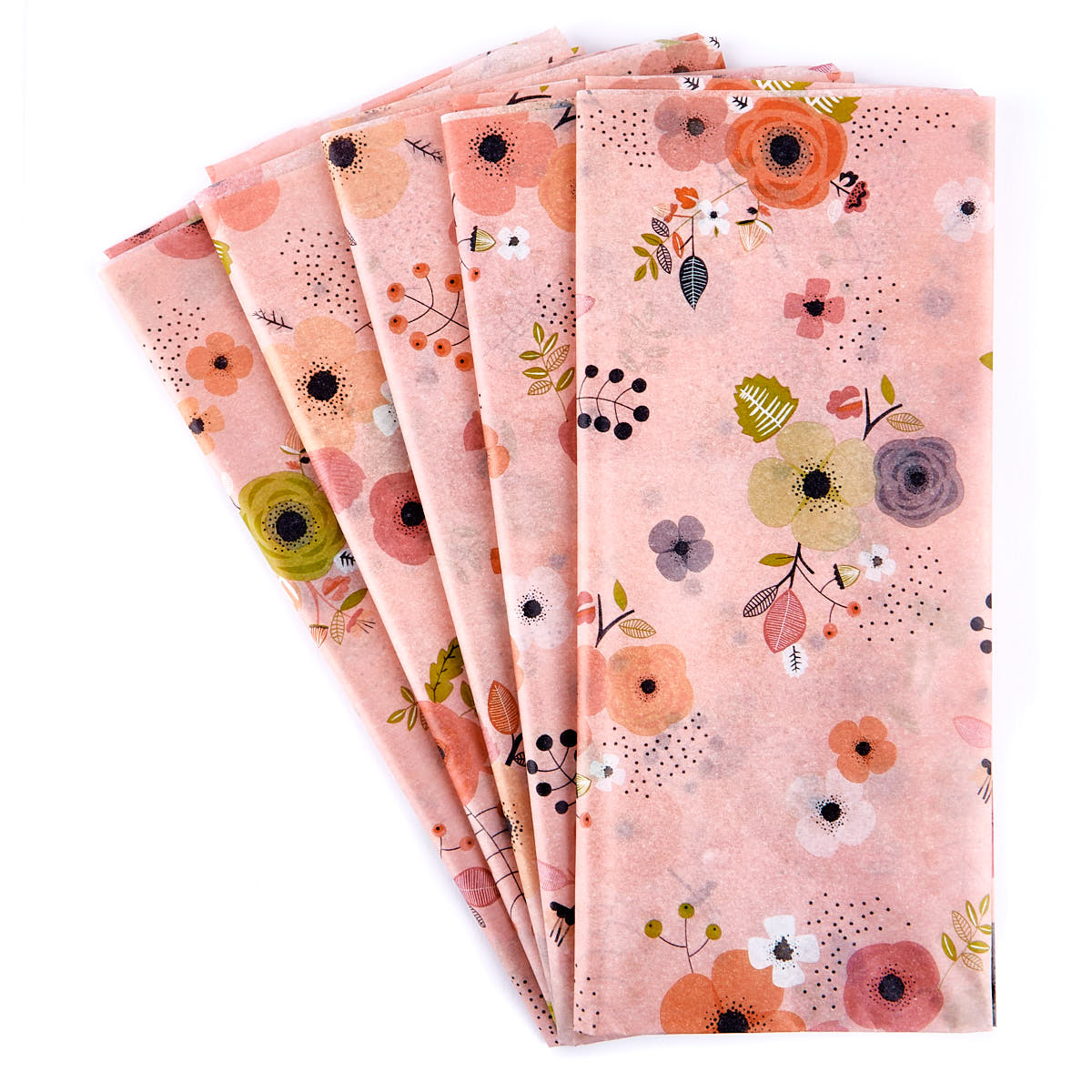 Pink Floral Tissue Paper - 7 Sheets