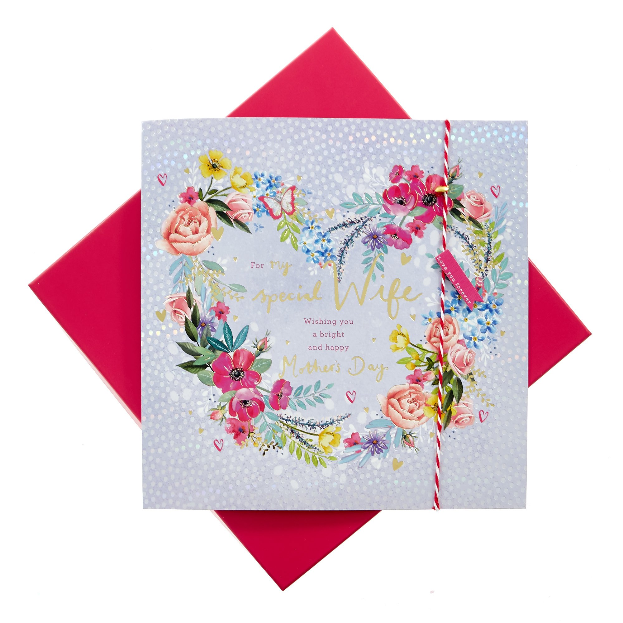 Luxury Boxed Mother's Day Card - Wife Floral Heart