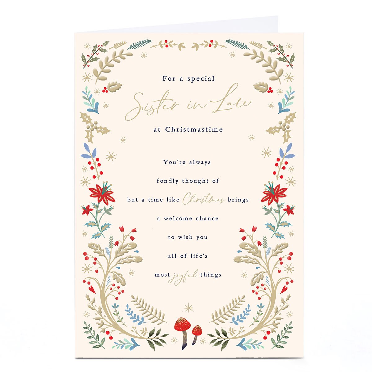 Personalised Christmas Card - A Special Sister In Law At Christmastime