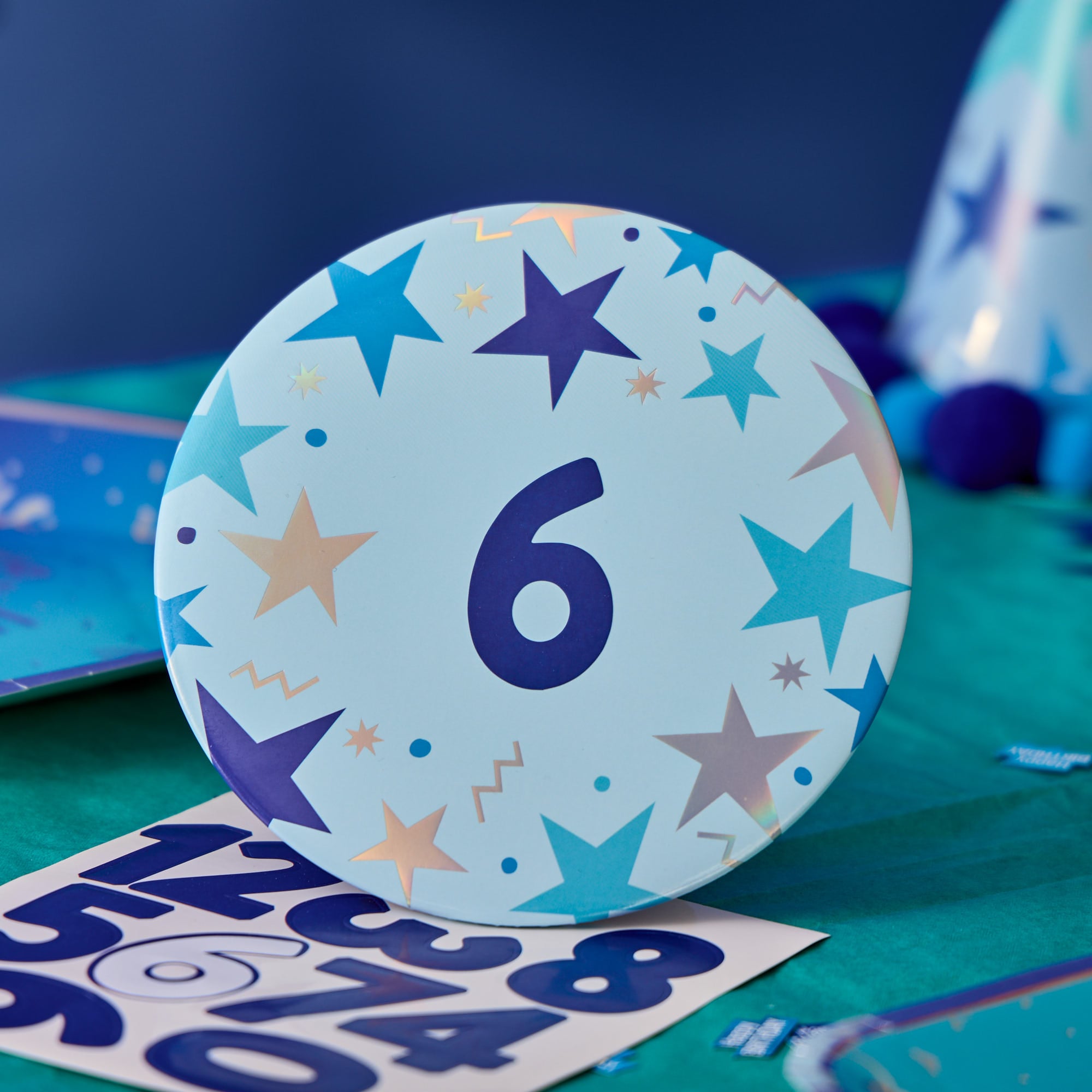 Personalised Any Age Giant Birthday Badge - Blue