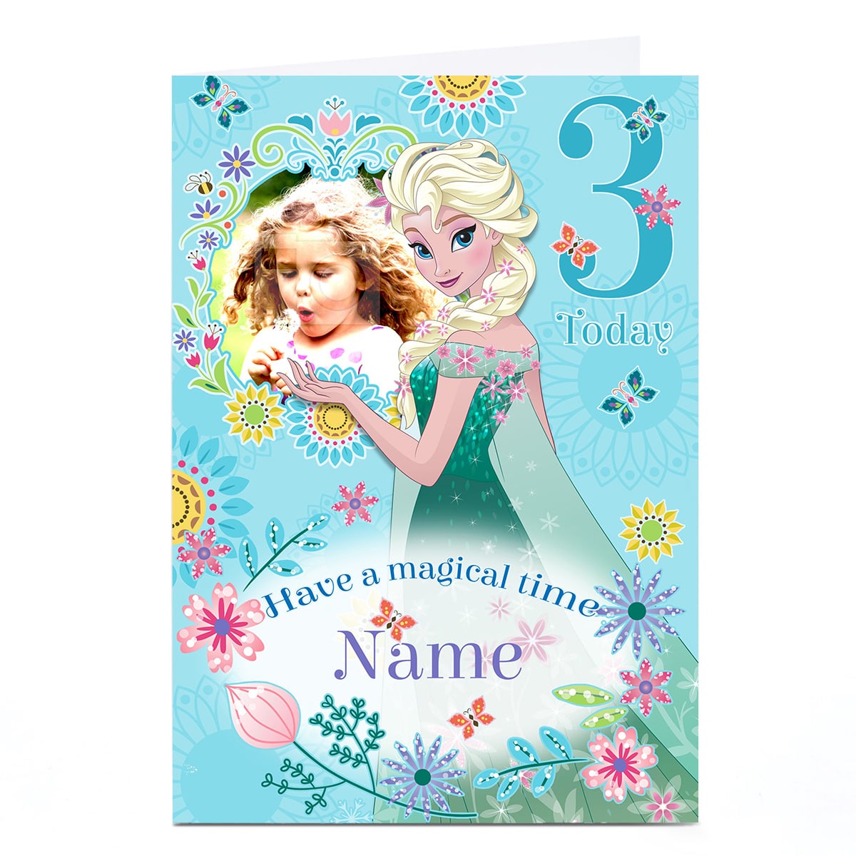 Photo Disney Frozen 3rd Birthday Card - Magical Time, Any Name
